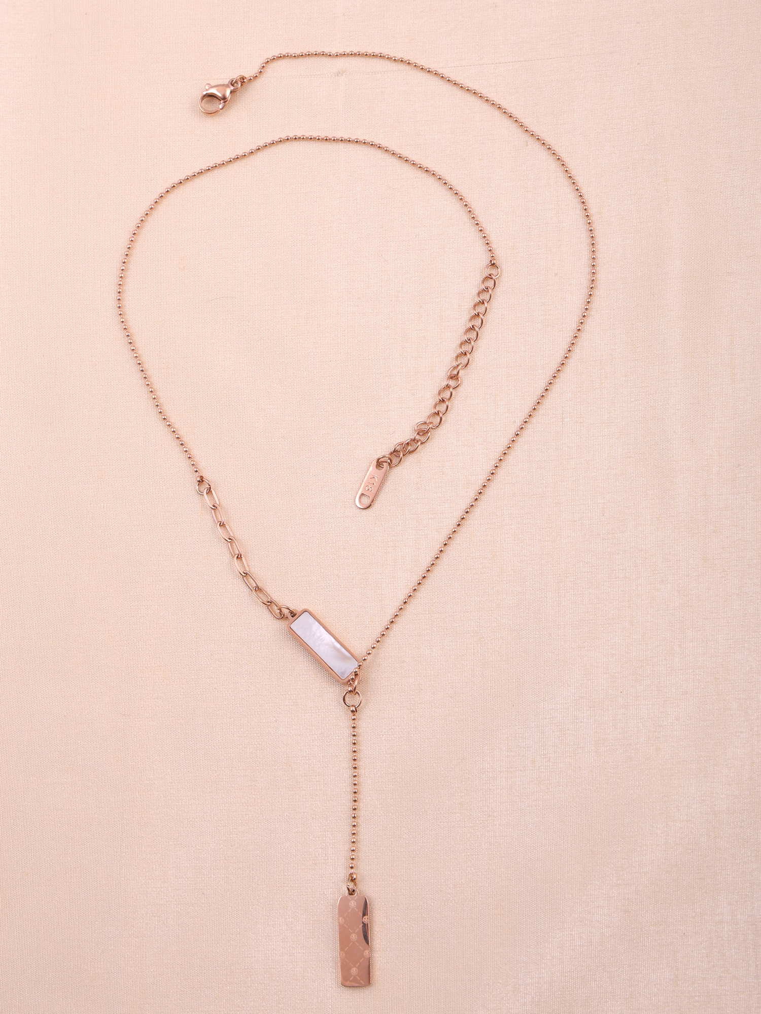 Nova Bar Drop Necklace – Anti-Tarnish Rose Gold Minimal Y-Chain