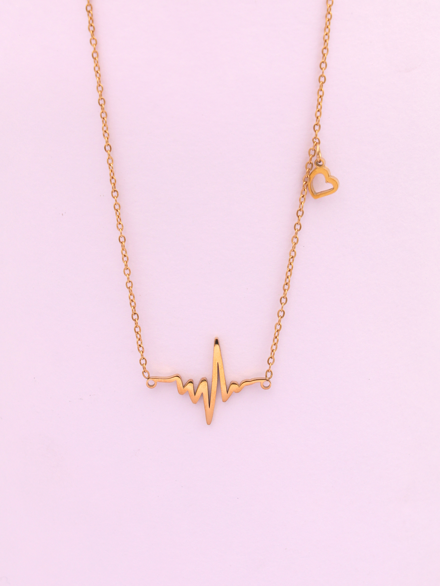 Heartbeat Love Necklace – Anti-Tarnish Gold Pulse Chain with Heart Charm