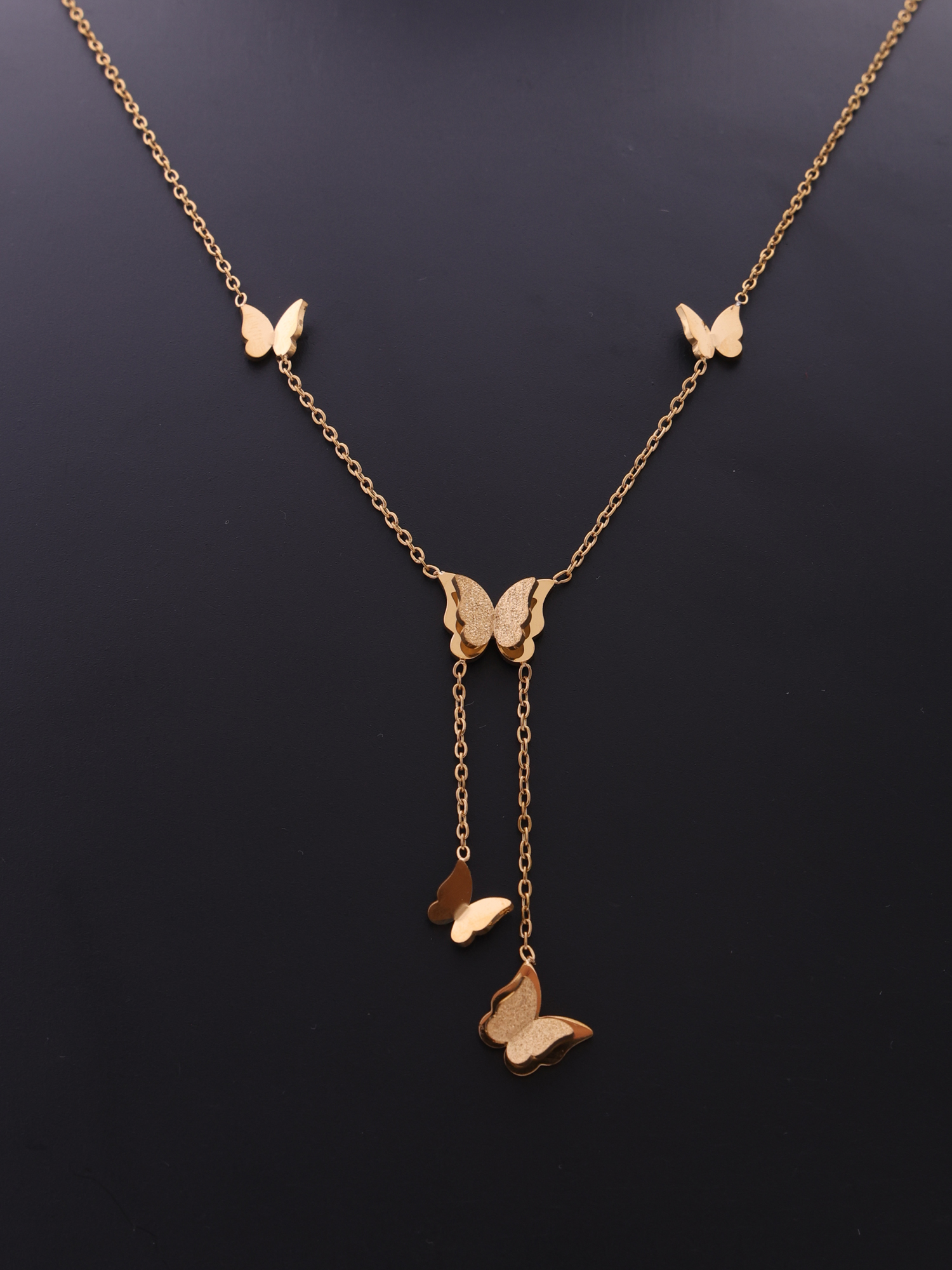 Flutter Drop Butterfly Necklace – Anti-Tarnish Gold Statement Y Chain