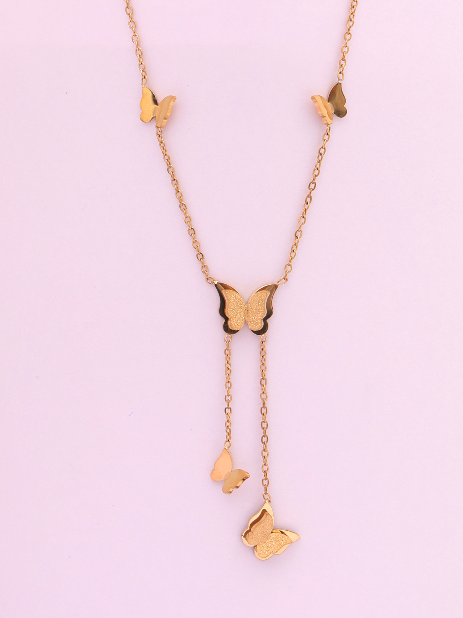 Flutter Drop Butterfly Necklace – Anti-Tarnish Gold Statement Y Chain