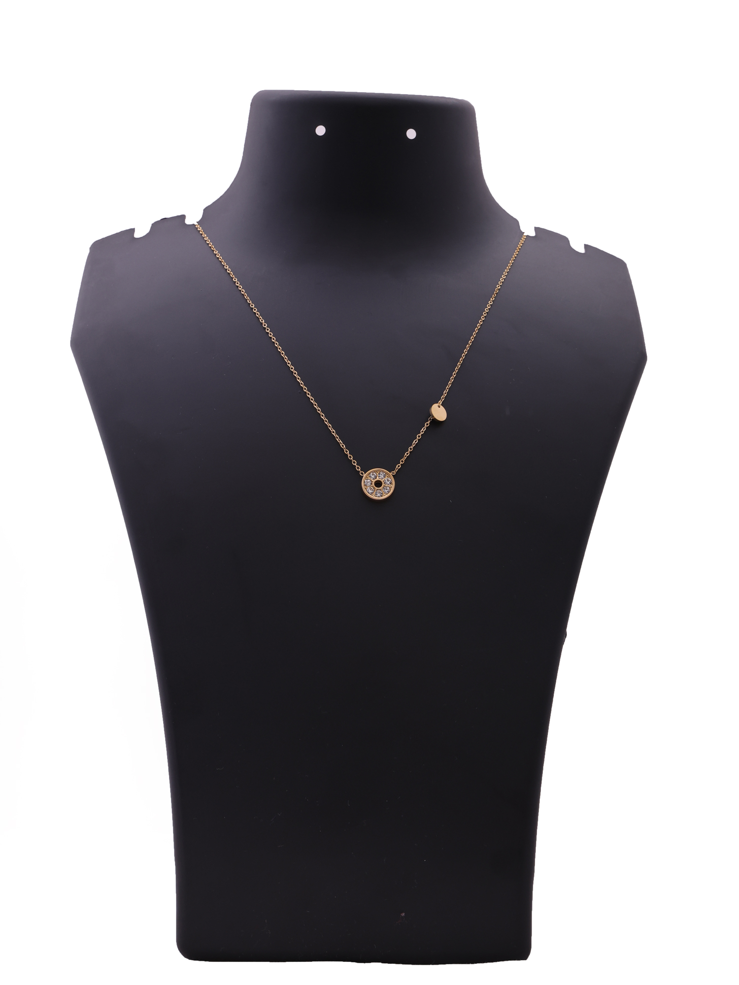 Celeste Round Charm Necklace – Anti-Tarnish Gold Pendant with Minimal Disc Accent