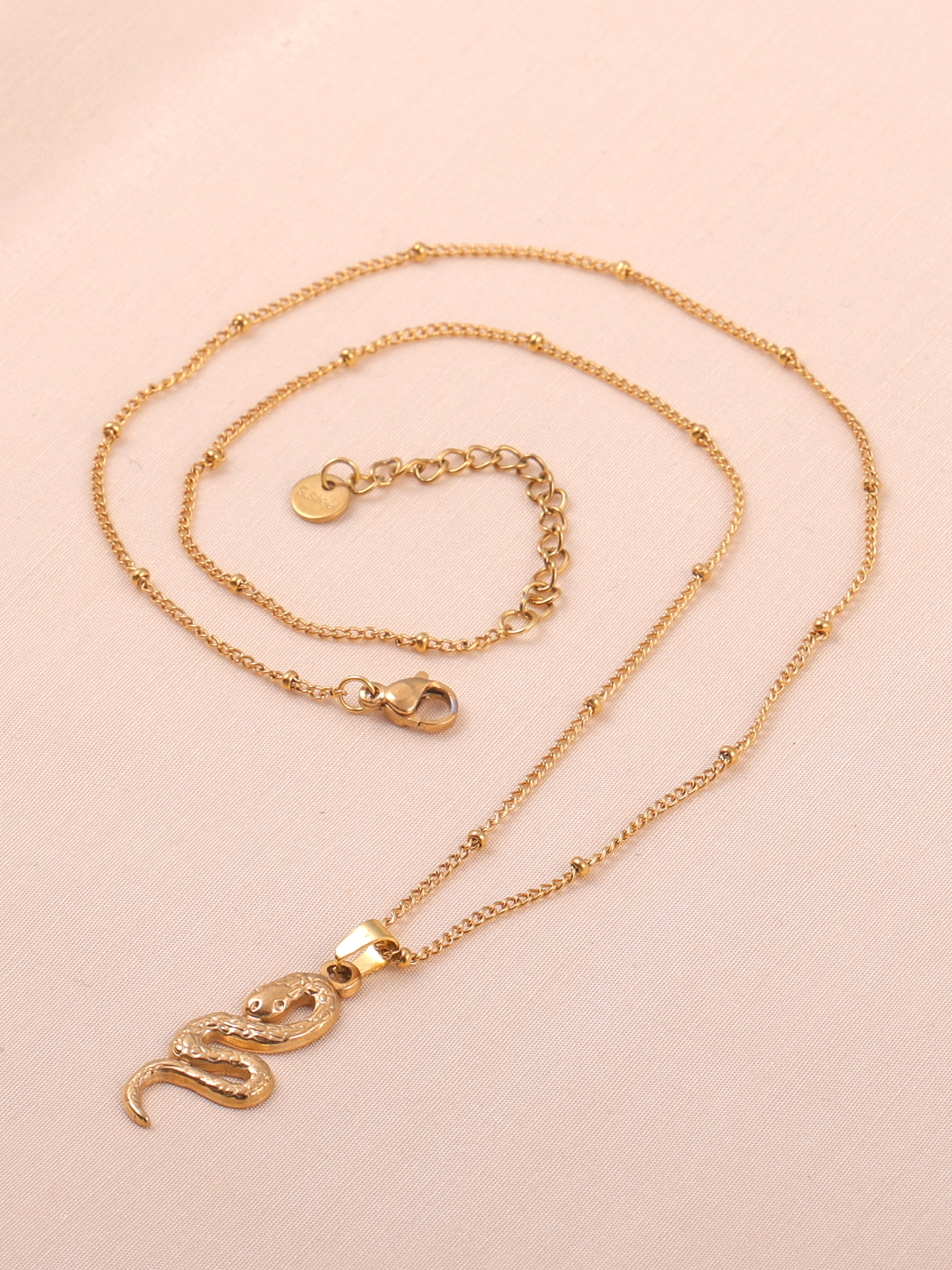 Golden Serpent Elegance  Anti-Tarnish Necklace