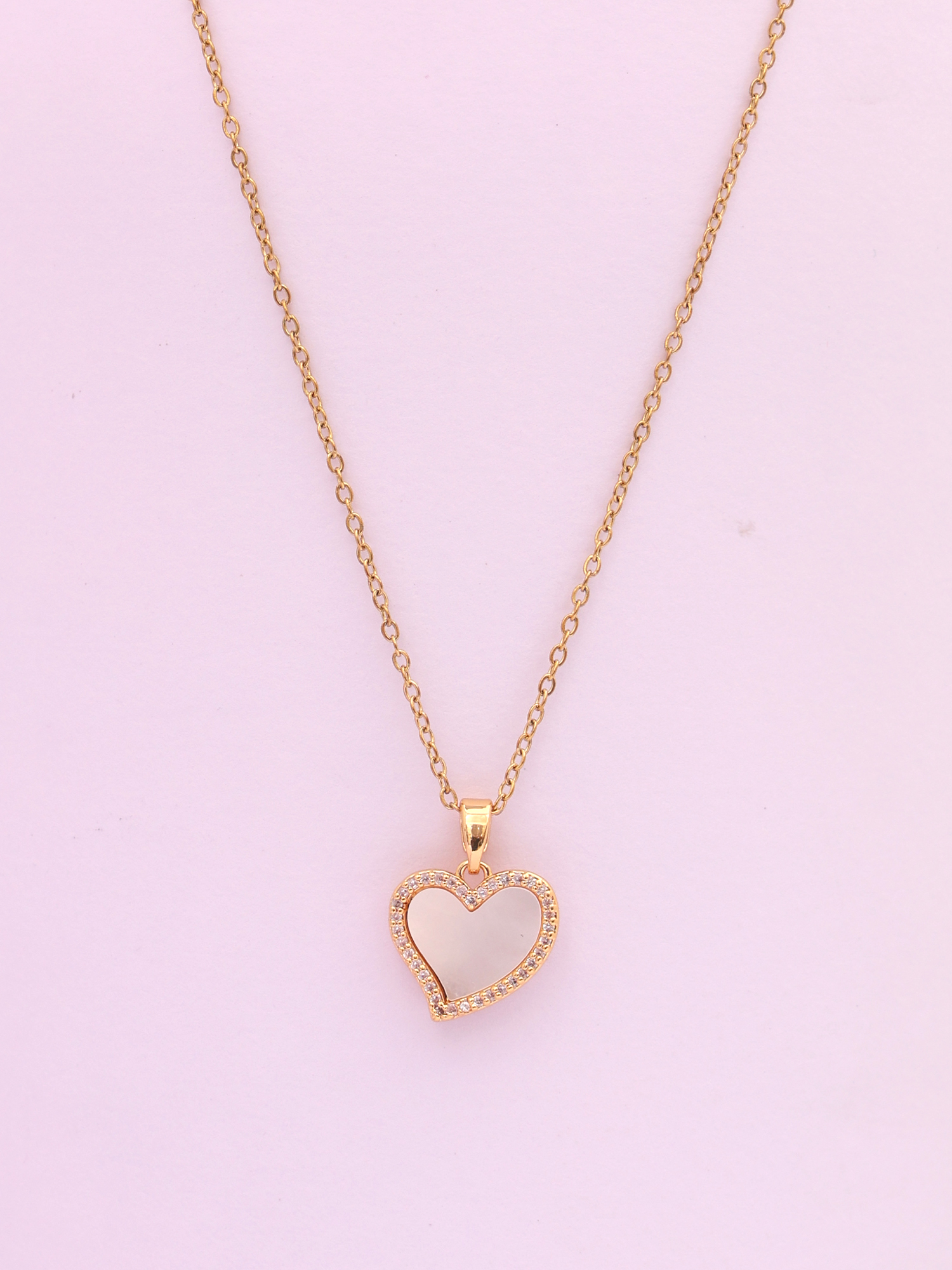 Blush Heart Glow Pendant Anti-Tarnish Necklace