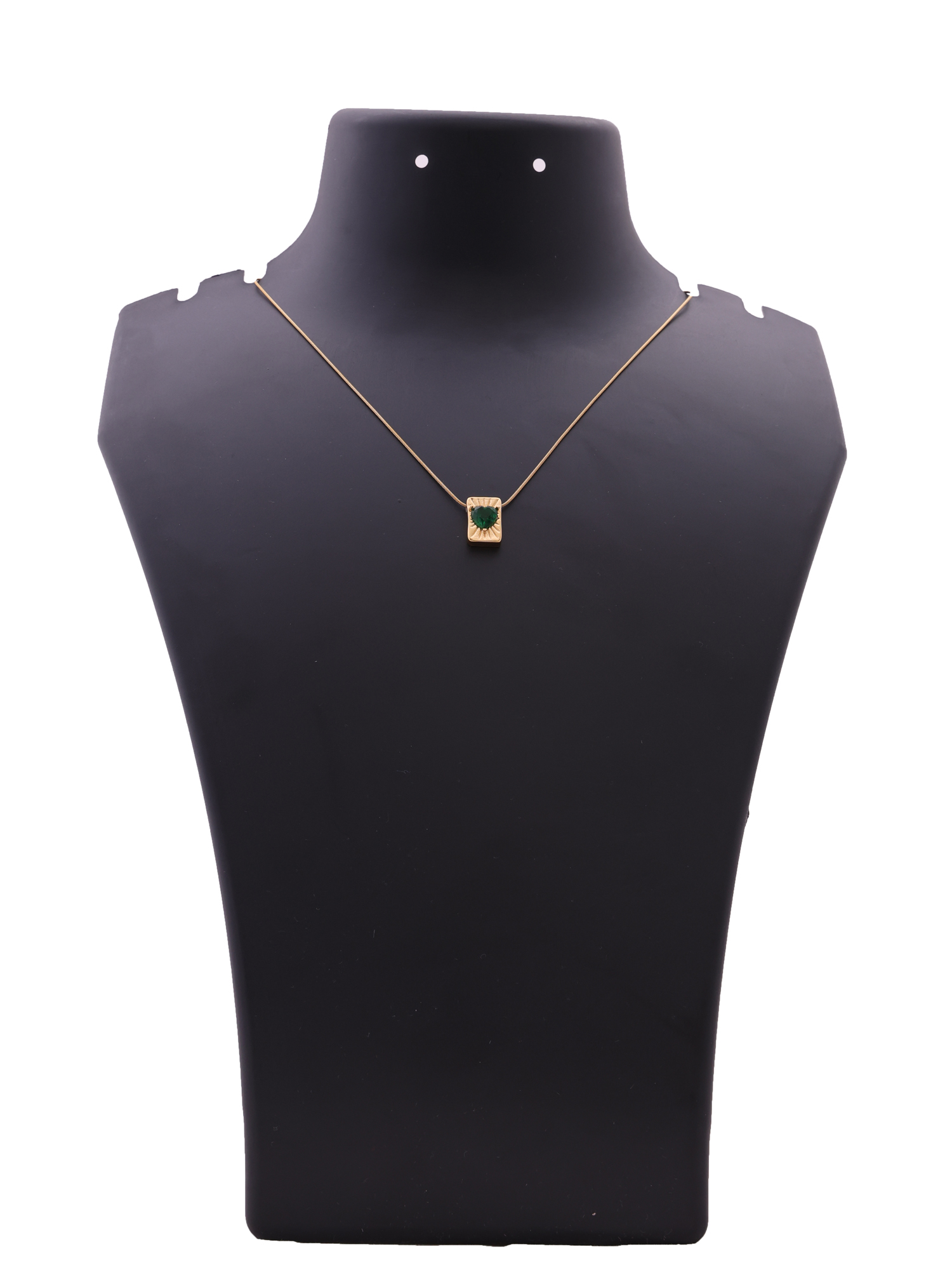 Emerald Luxe Bar Pendant Anti Tarnish Necklace