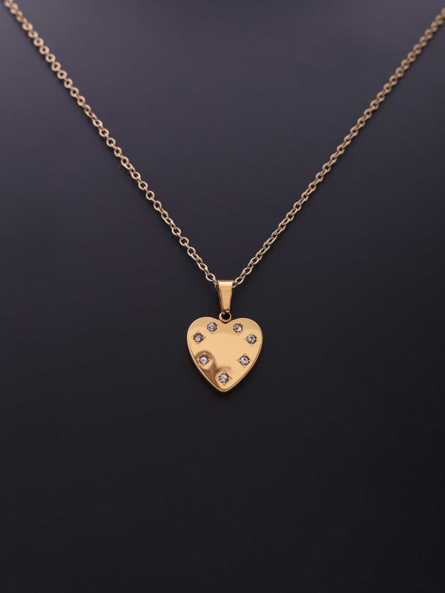 Golden Love Stud Heart Anti Tarnish Necklace