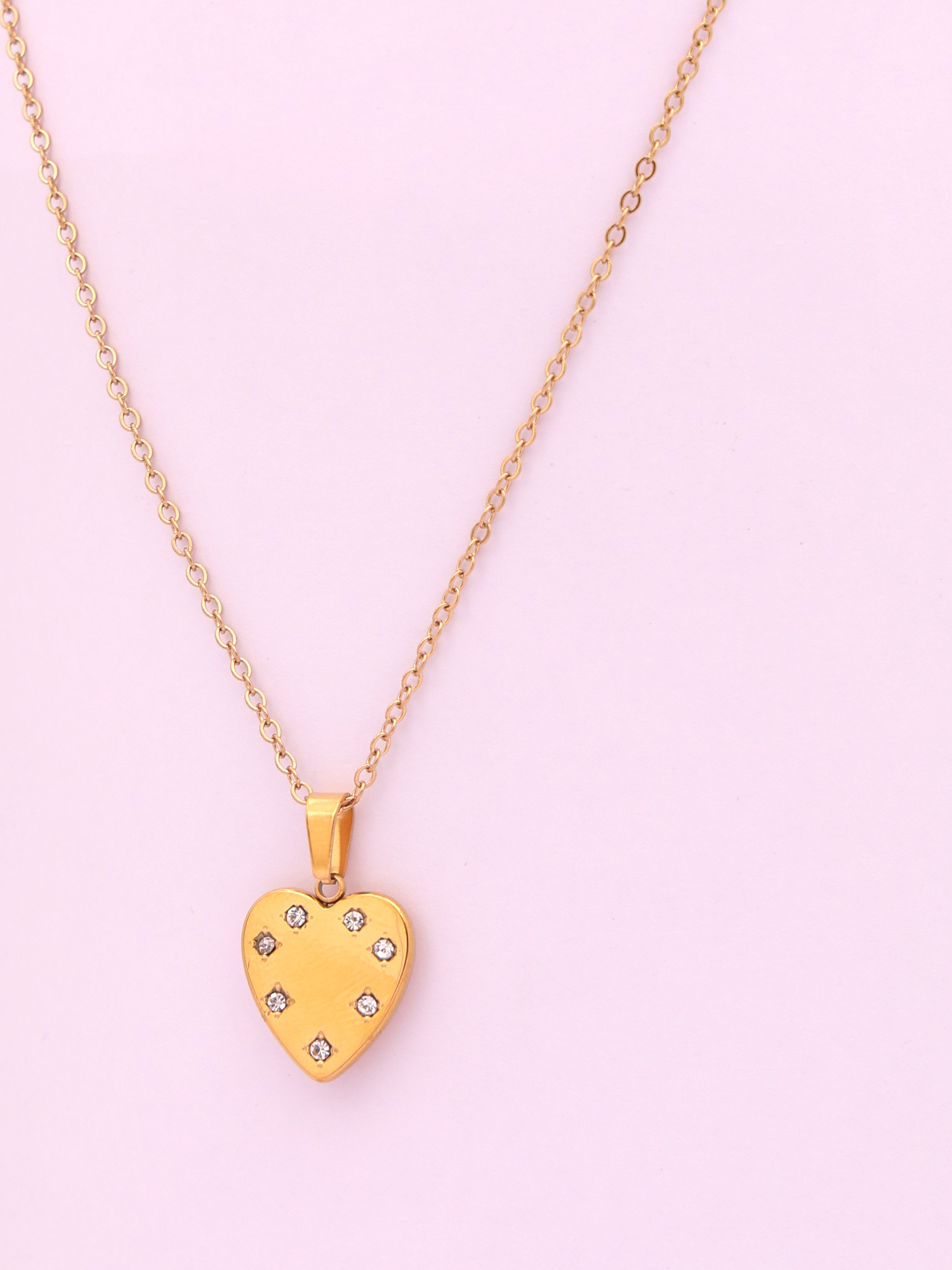 Golden Love Stud Heart Anti Tarnish Necklace