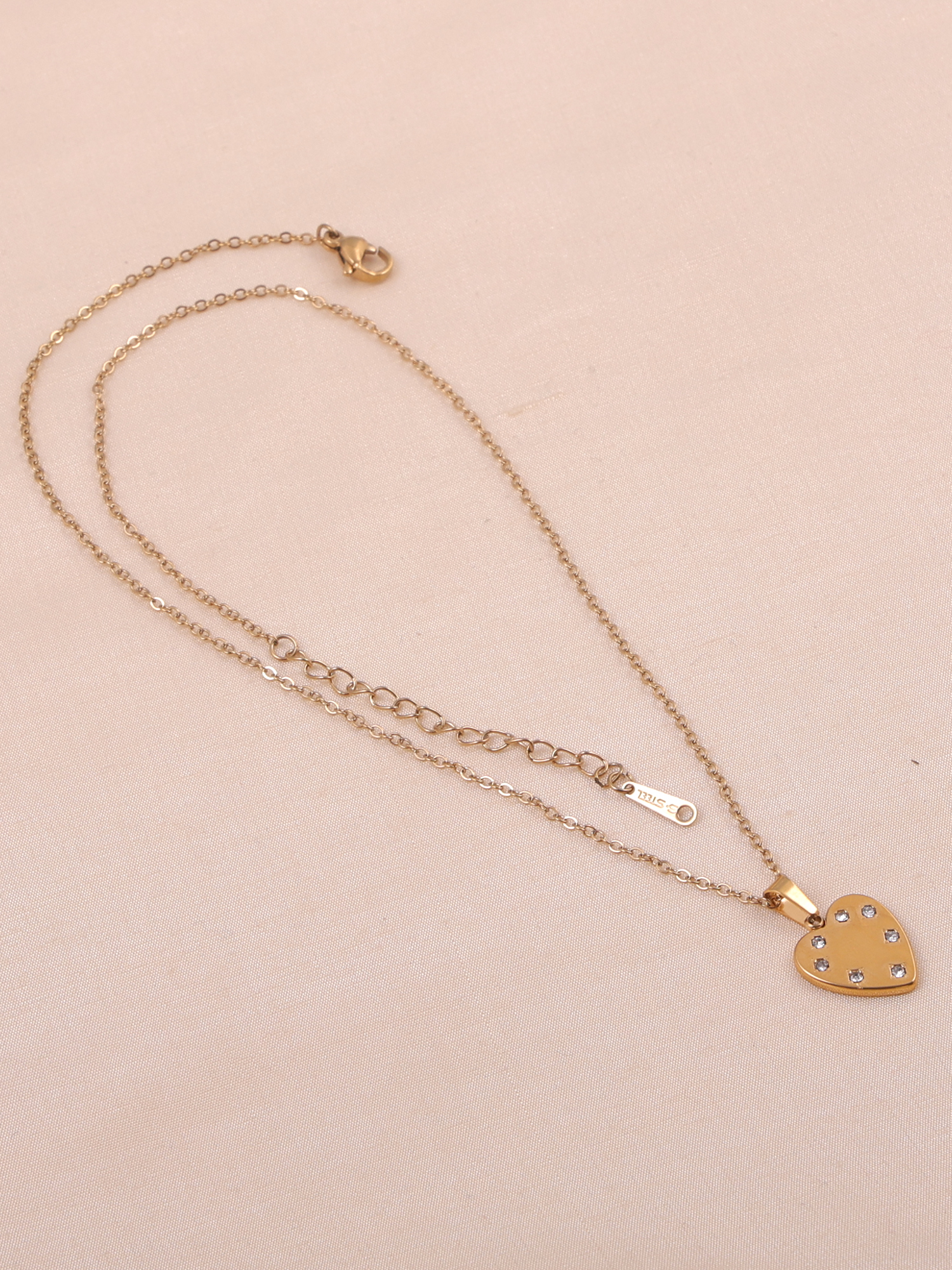 Golden Love Stud Heart Anti Tarnish Necklace