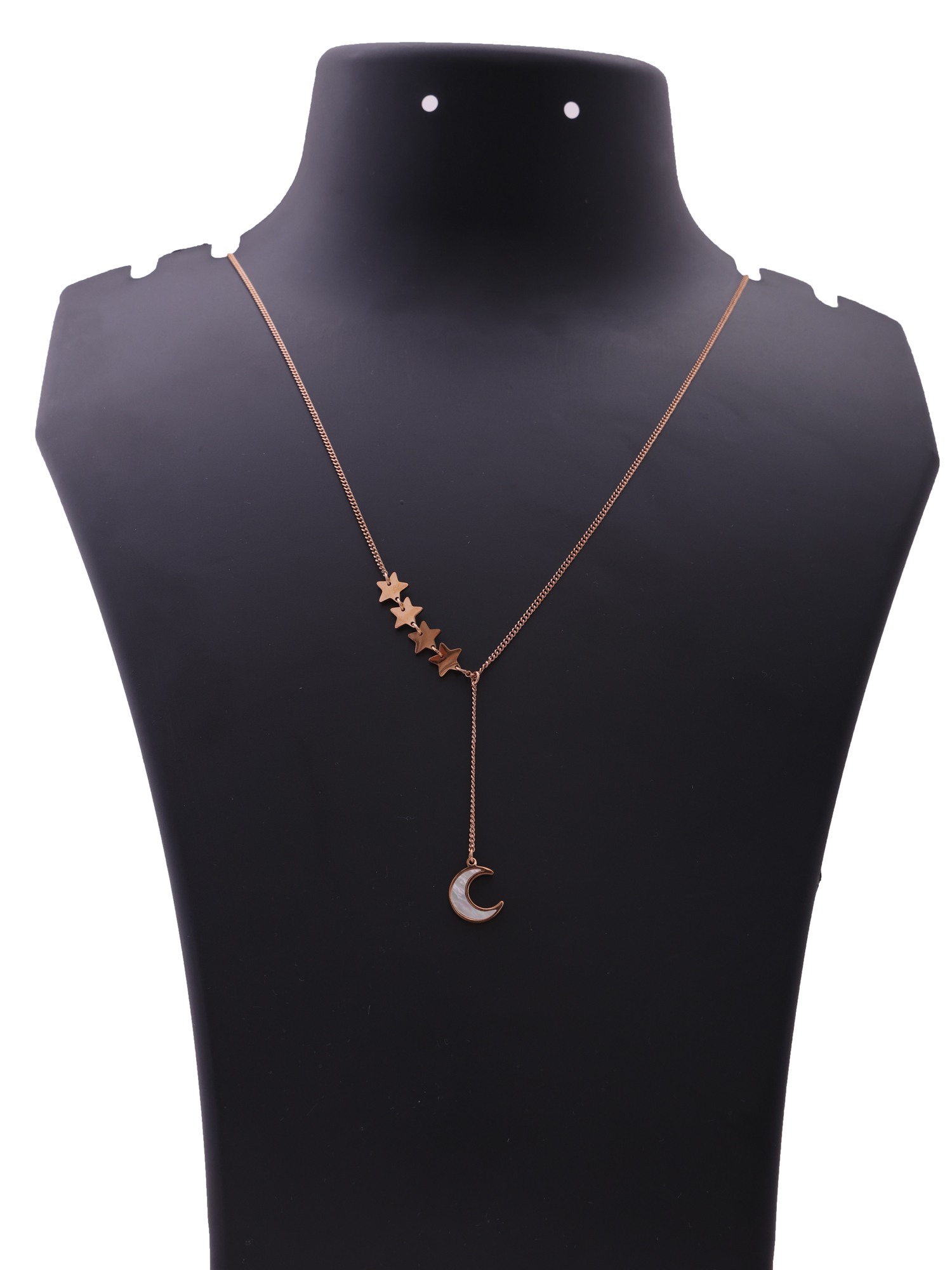 Celestial Star & Moon Drop Rose Gold Anti-Tarnish Necklace