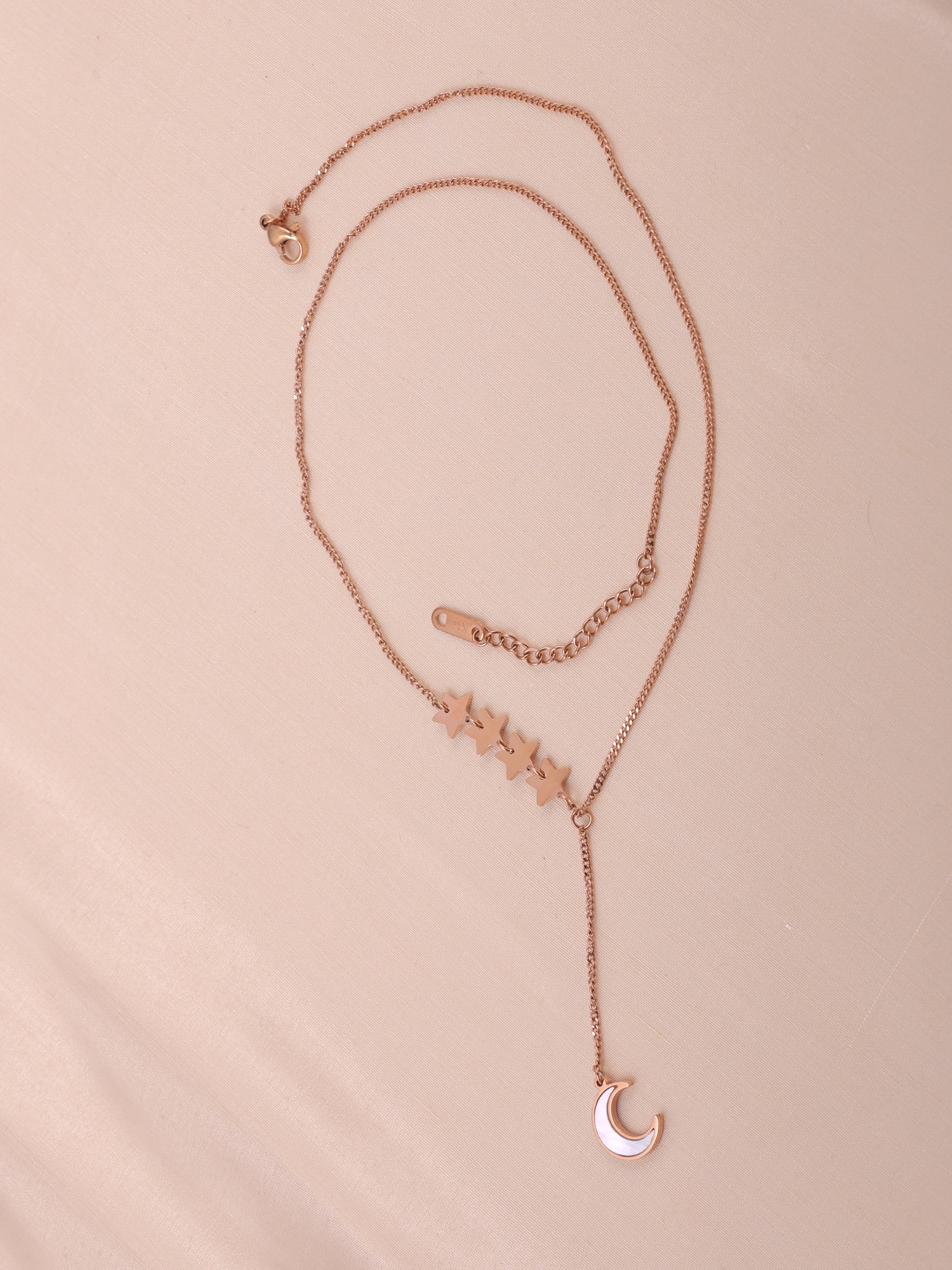Celestial Star & Moon Drop Rose Gold Anti-Tarnish Necklace