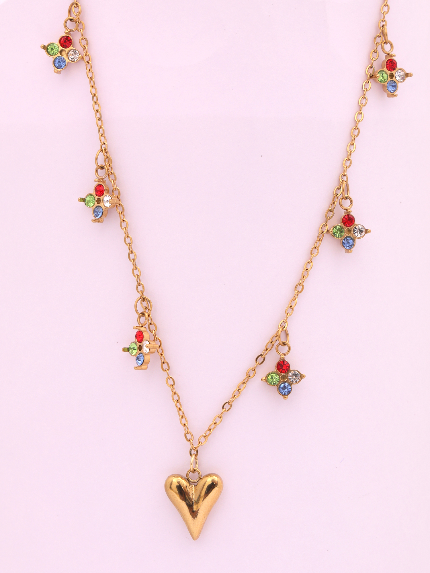Rainbow Charm Heart Anti-Tarnish Necklace