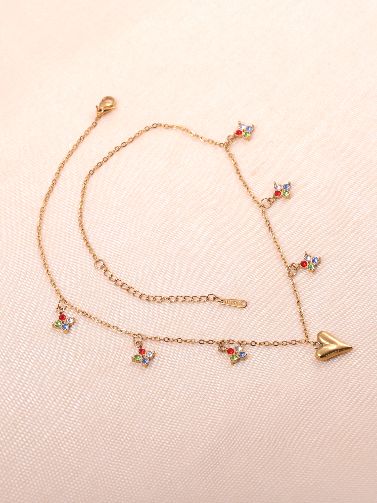 Rainbow Charm Heart Anti-Tarnish Necklace