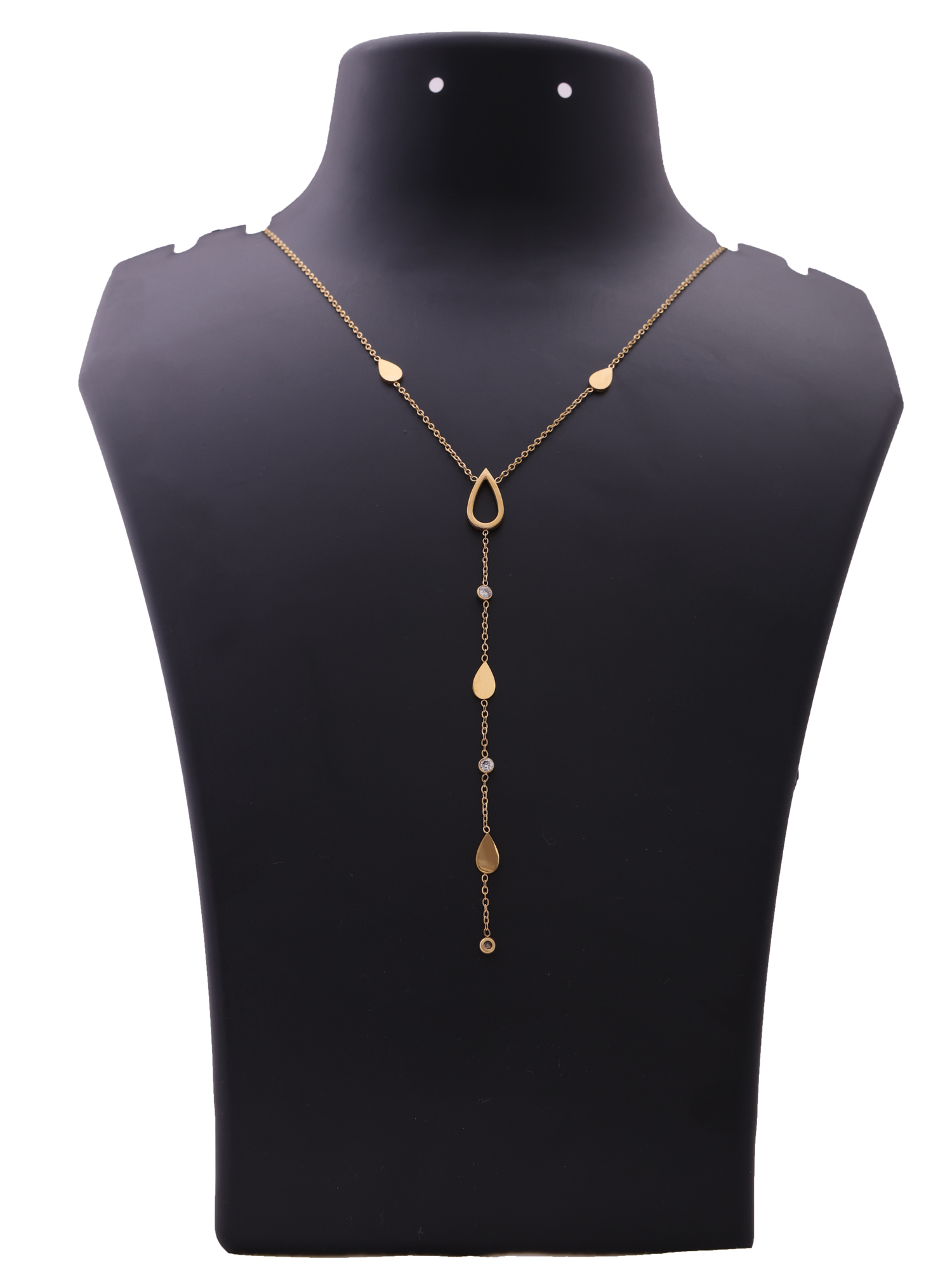 Crystal Teardrop Cascade Anti-Tarnish Necklace