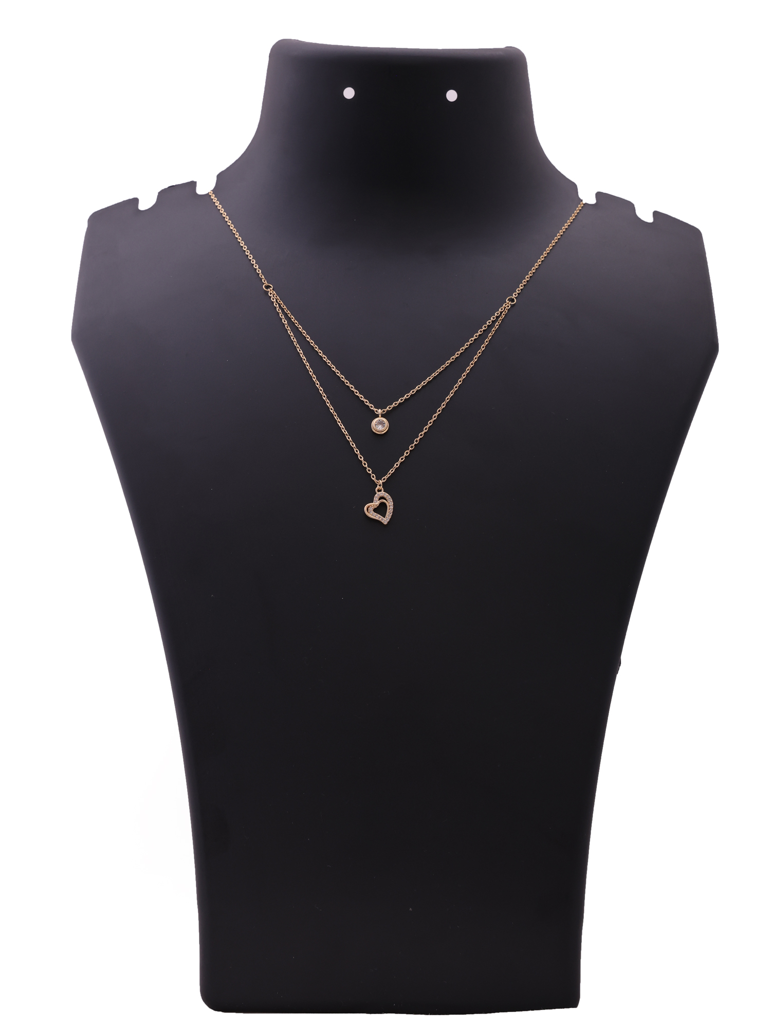 Dual Layer Crystal Heart Gold Anti-Tarnish Necklace