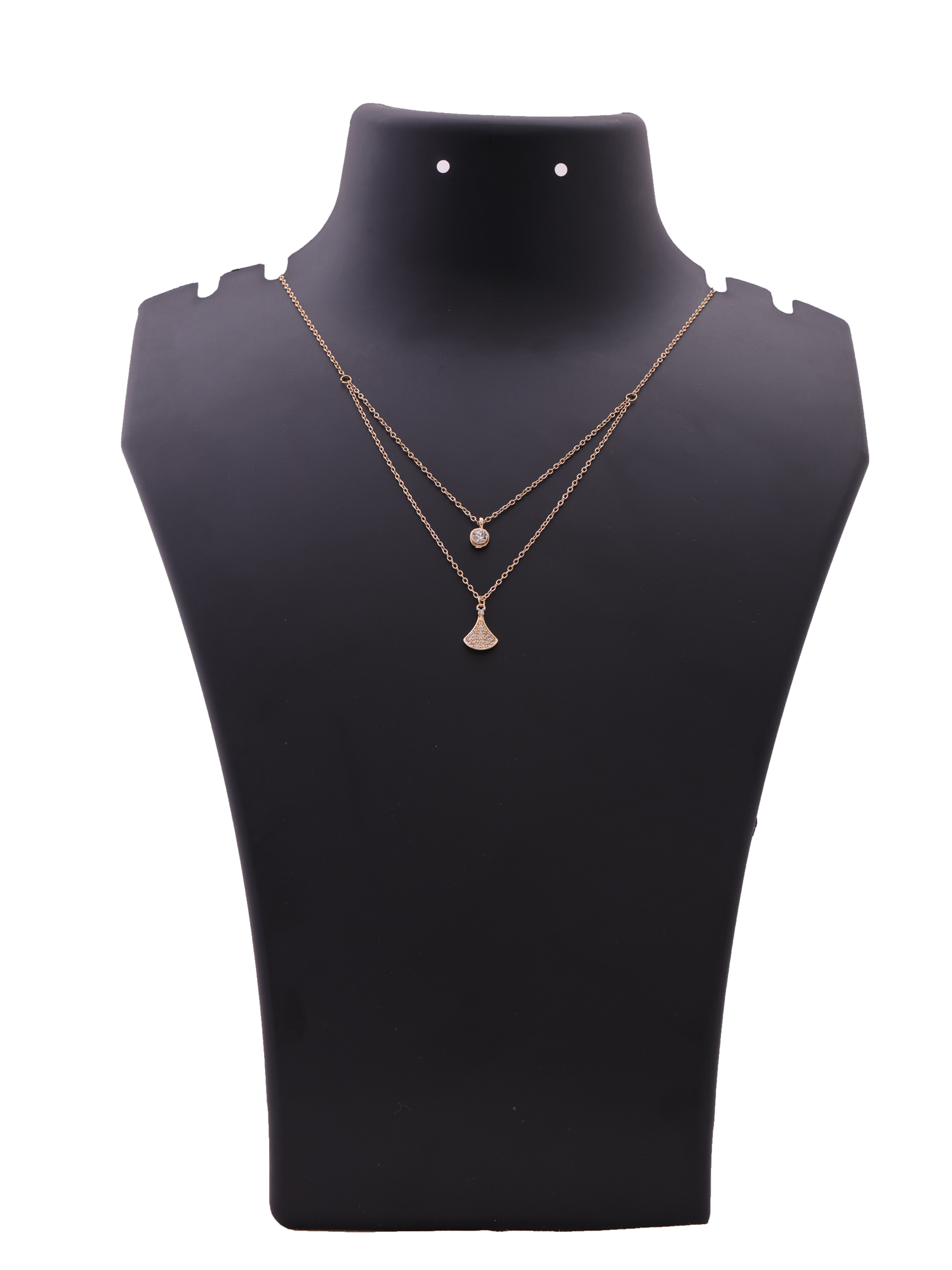 Golden Dual Layer Fan Pendant Anti-Tarnish Necklace
