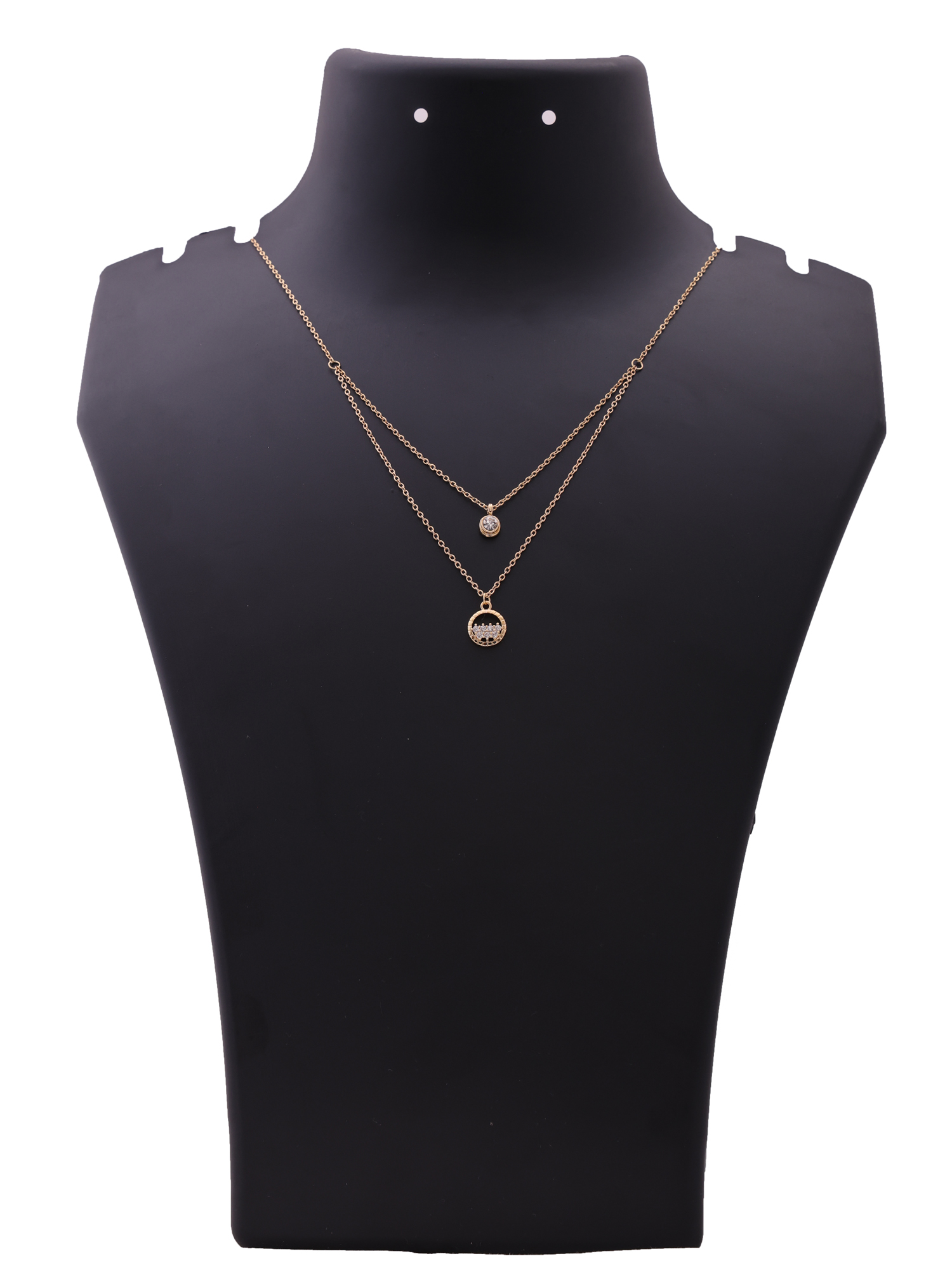 Golden Dual Layer Circle Charm Anti-Tarnish Necklace