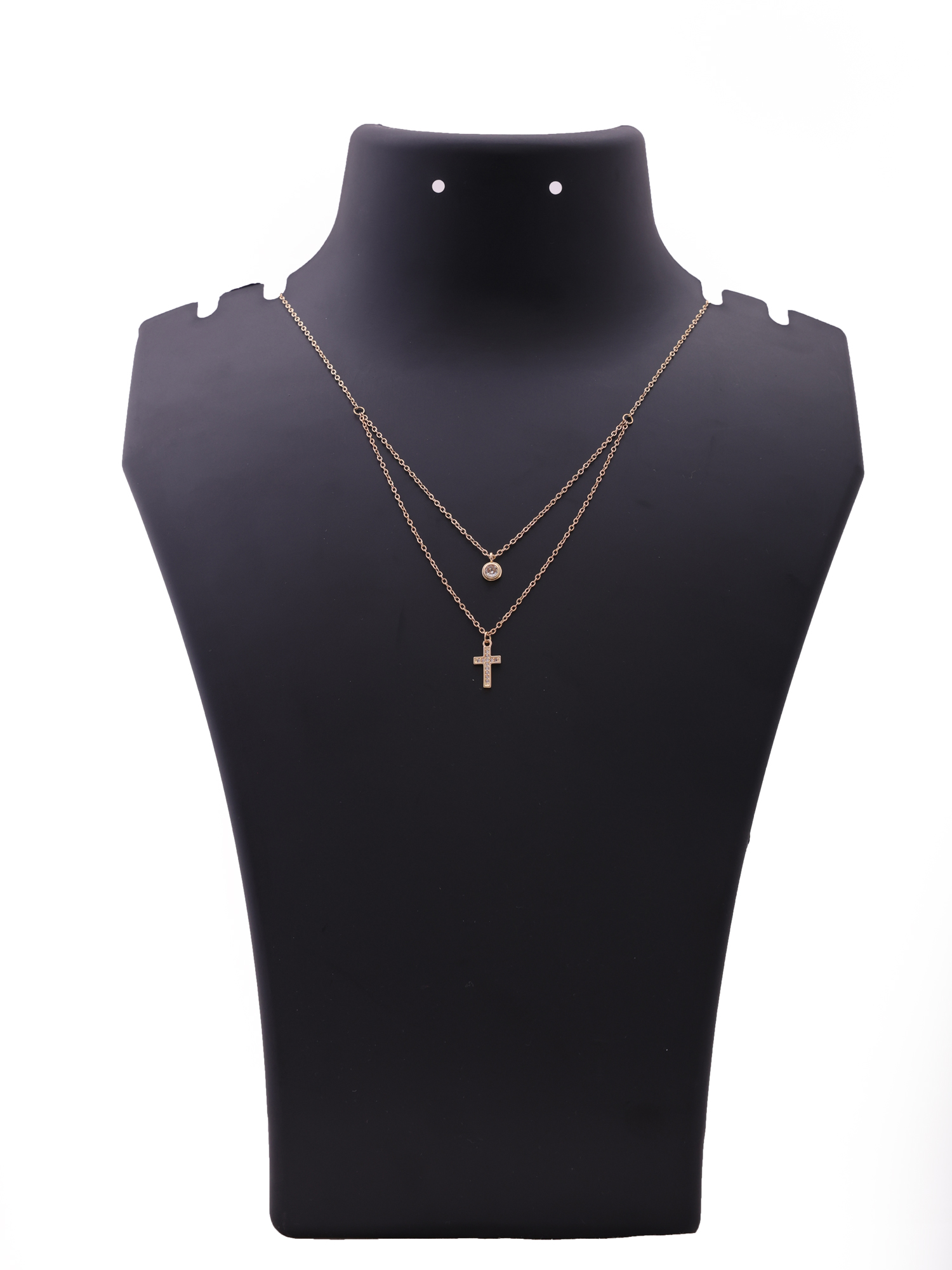 Golden Dual Layer Cross Pendant Anti-Tarnish Necklace