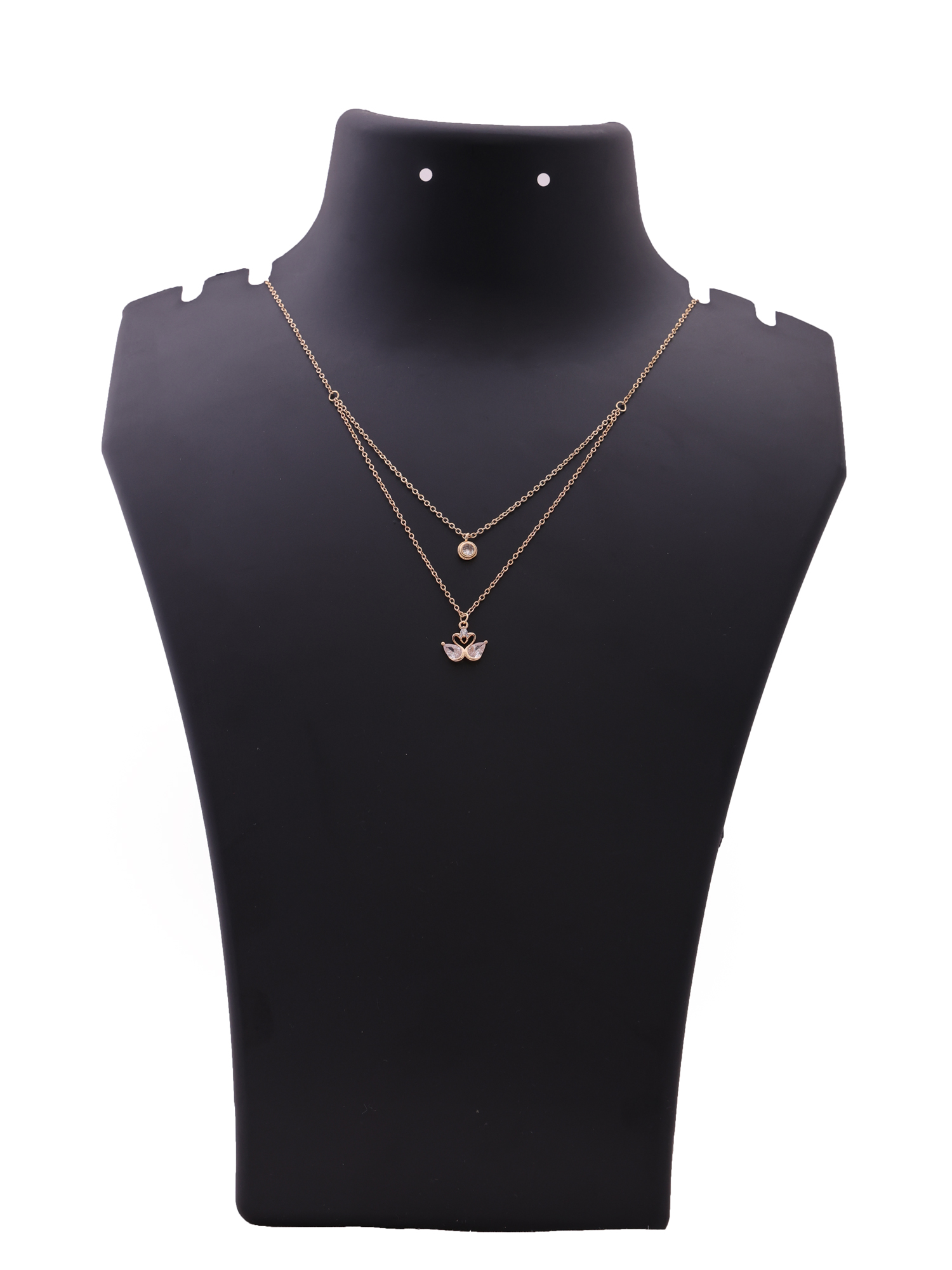 Golden Dual Layer Swan Heart Anti-Tarnish Necklace