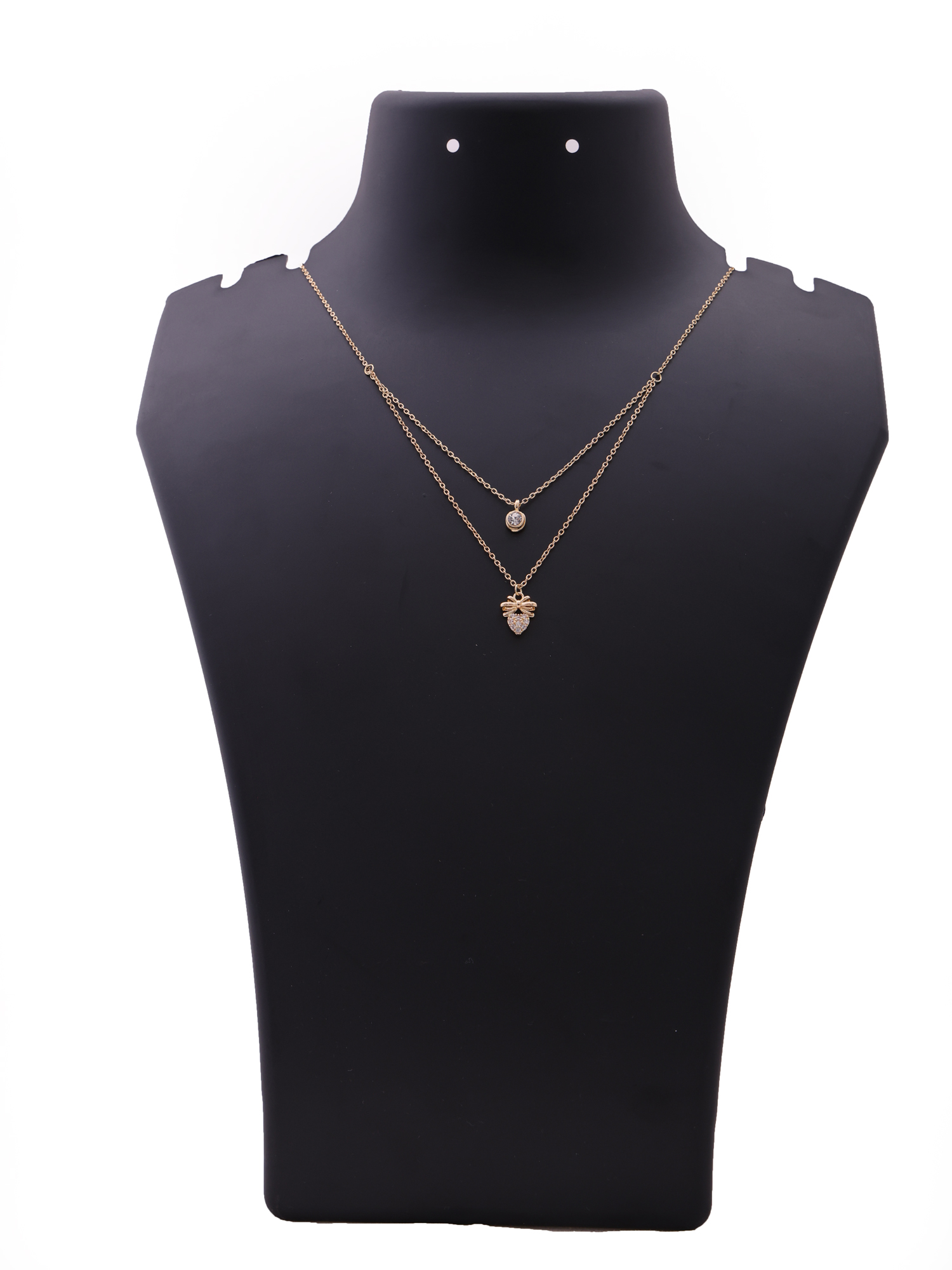 Golden Dual Layer Bow Heart Anti-Tarnish Necklace