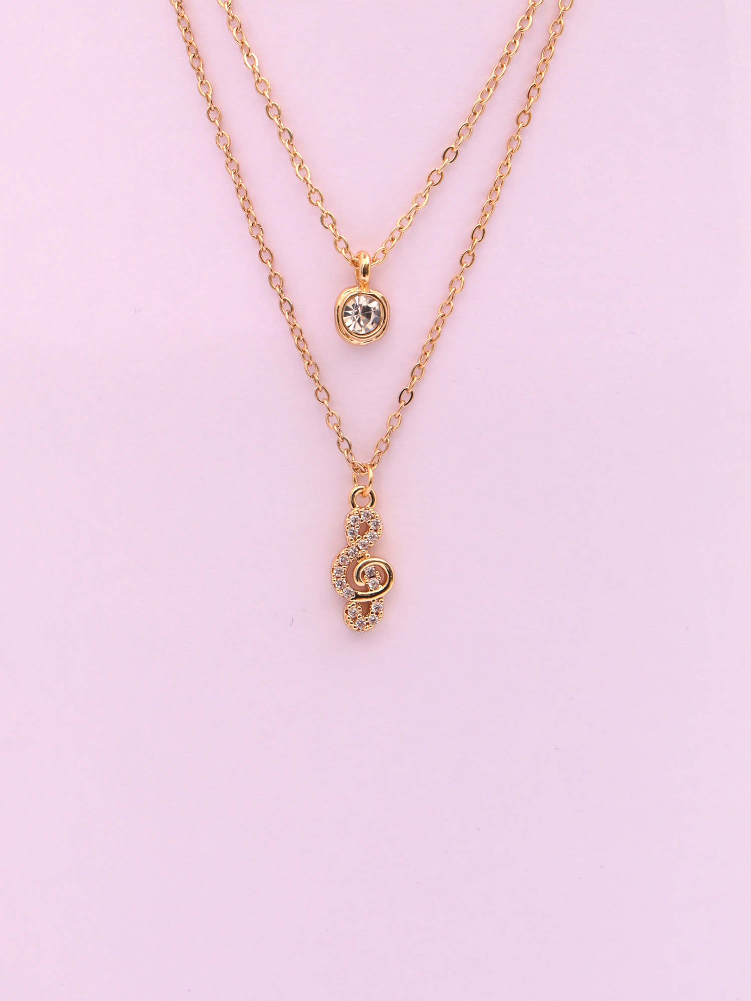 Golden Harmony Double-Layer Anti-Tarnish Pendant Necklace