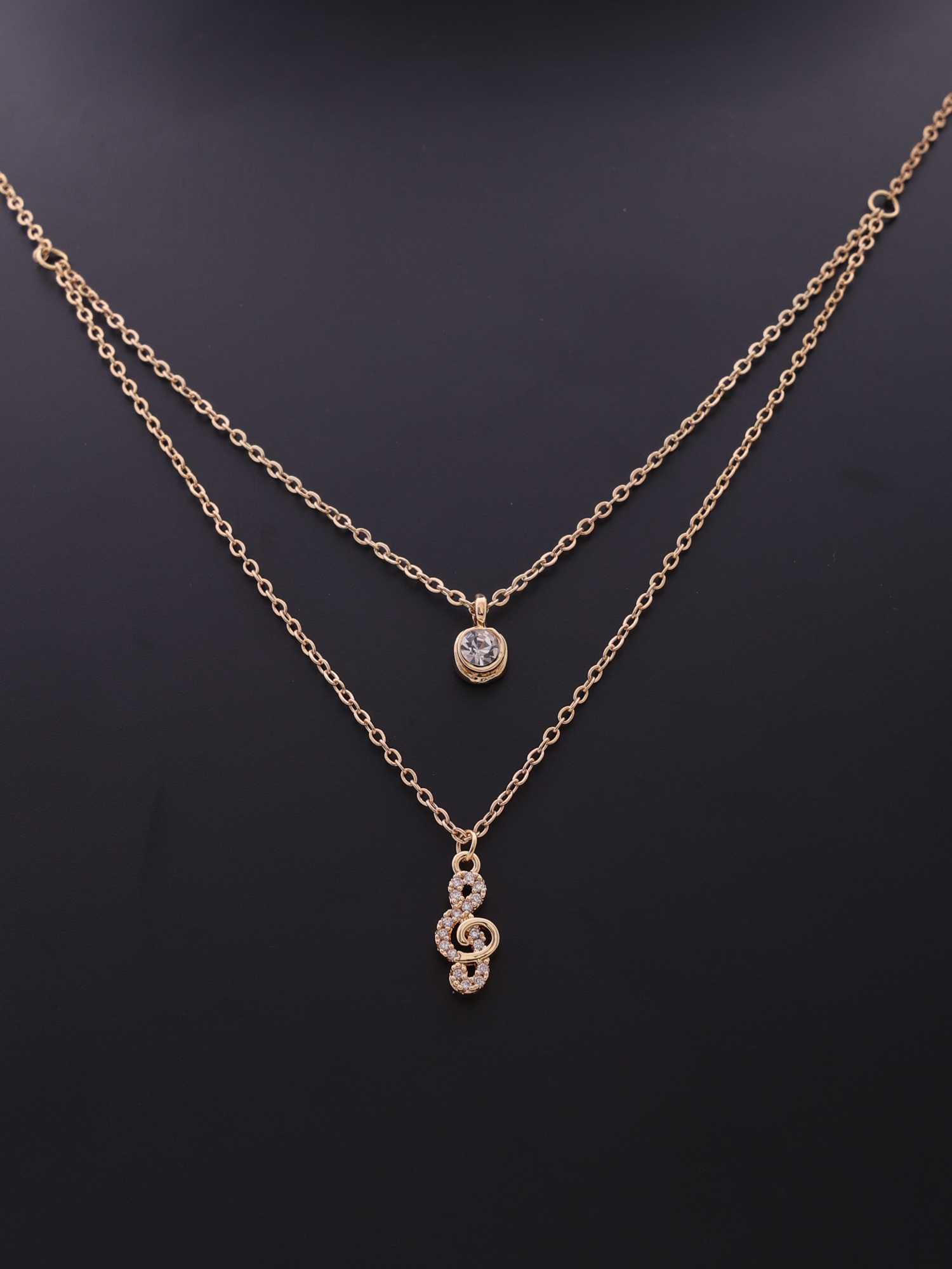 Golden Harmony Double-Layer Anti-Tarnish Pendant Necklace