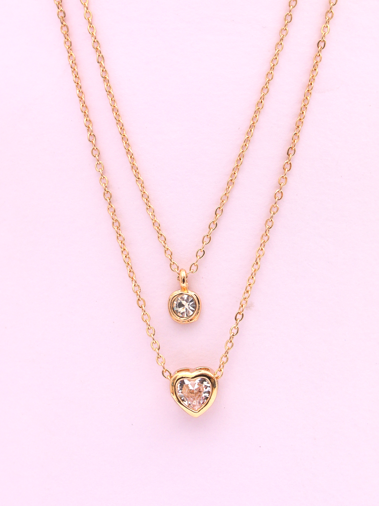 Golden Love Double-Layer Anti-Tarnish Heart Pendant Necklace