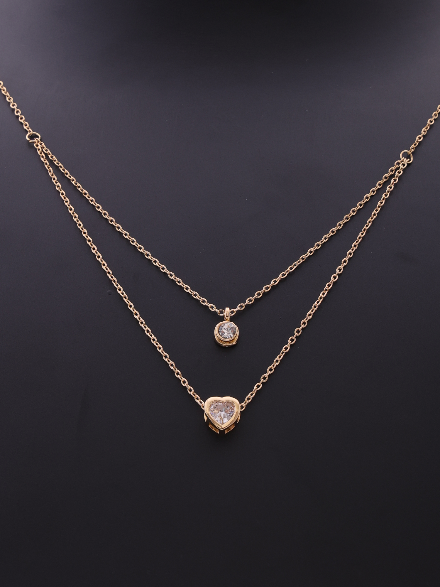 Golden Love Double-Layer Anti-Tarnish Heart Pendant Necklace