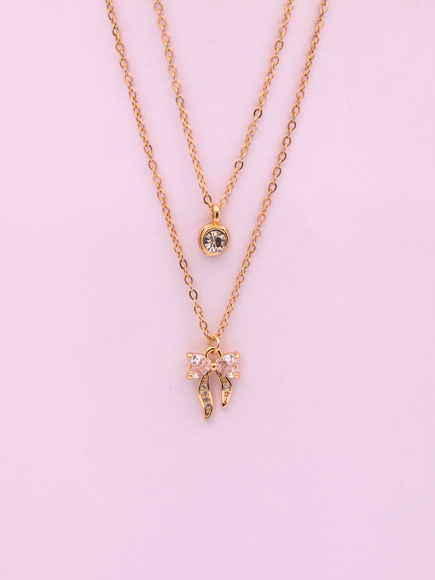 Golden Grace Bow Double-Layer Anti-Tarnish Necklace