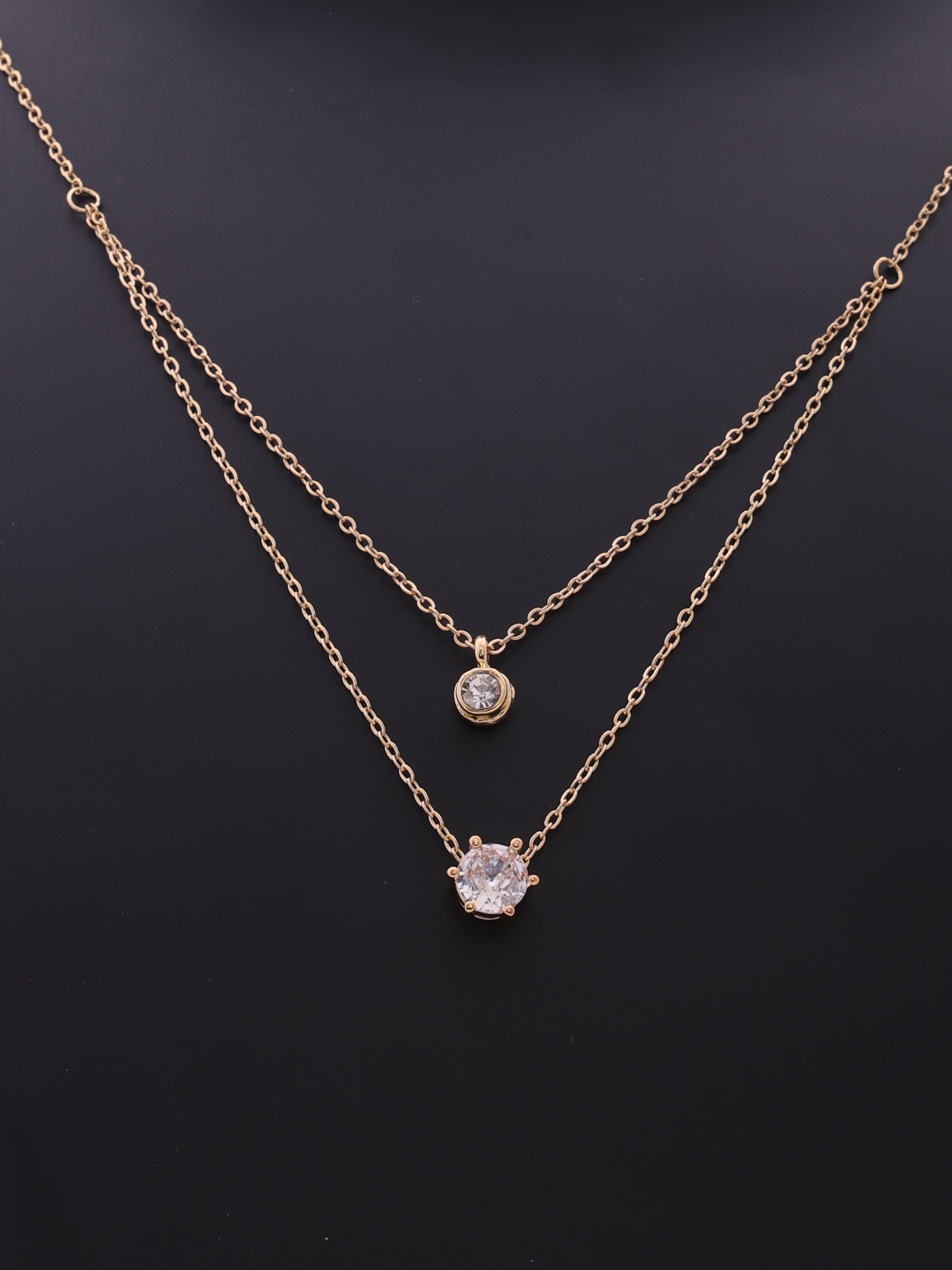 Celestial Spark Double-Layer Anti-Tarnish Solitaire Necklace