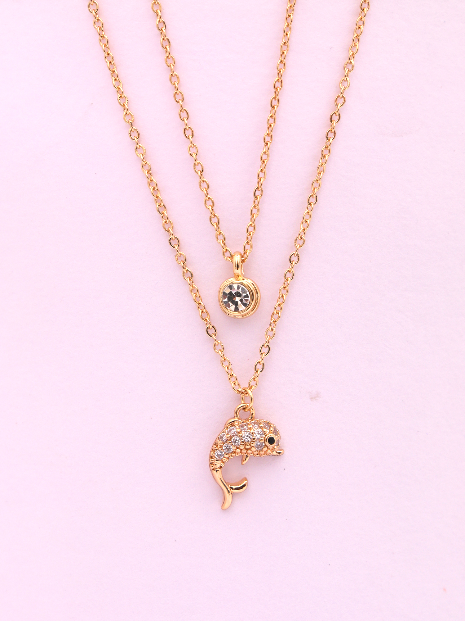 Ocean Charm Dolphin Double-Layer Anti-Tarnish Necklace