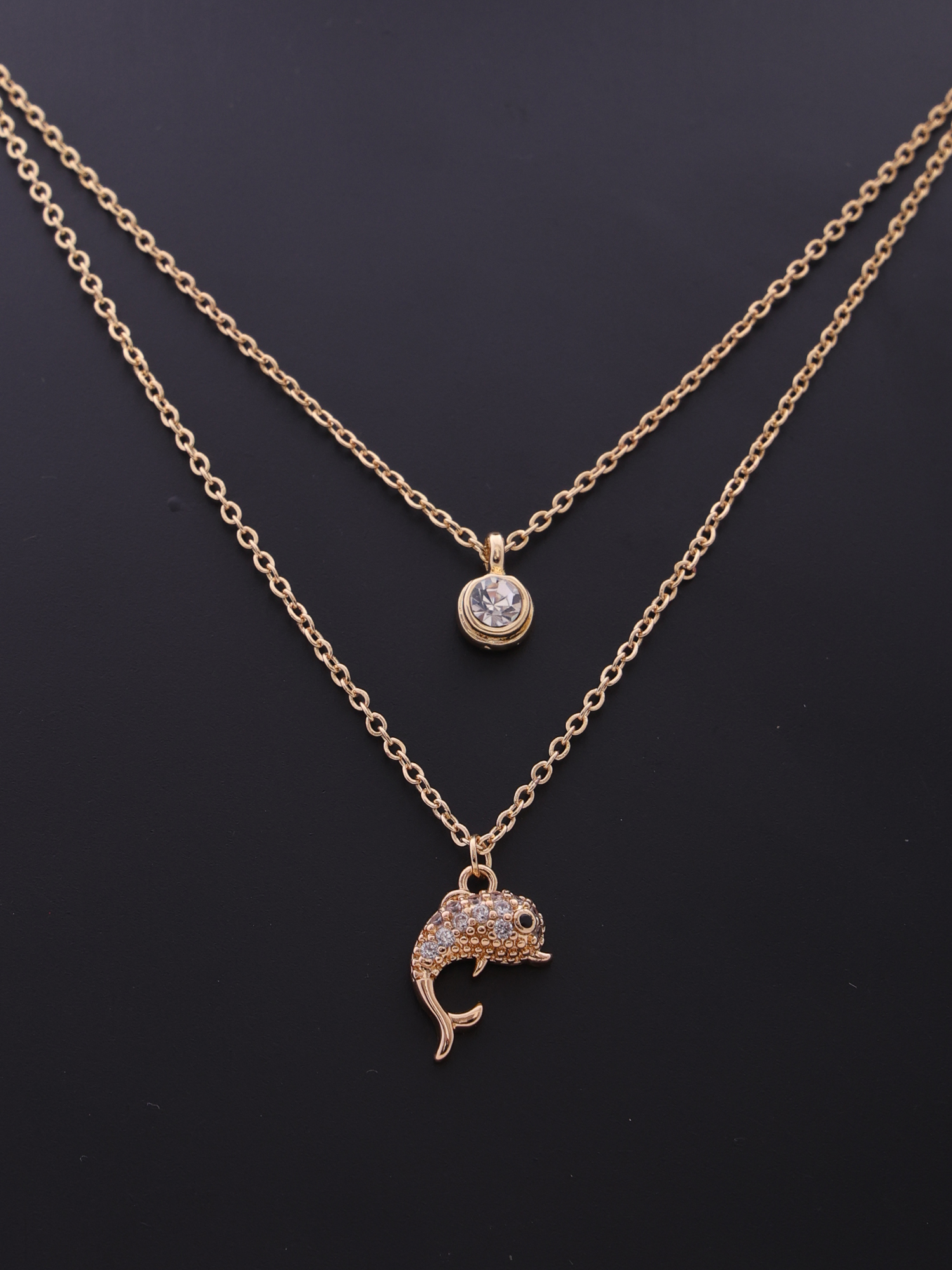 Ocean Charm Dolphin Double-Layer Anti-Tarnish Necklace