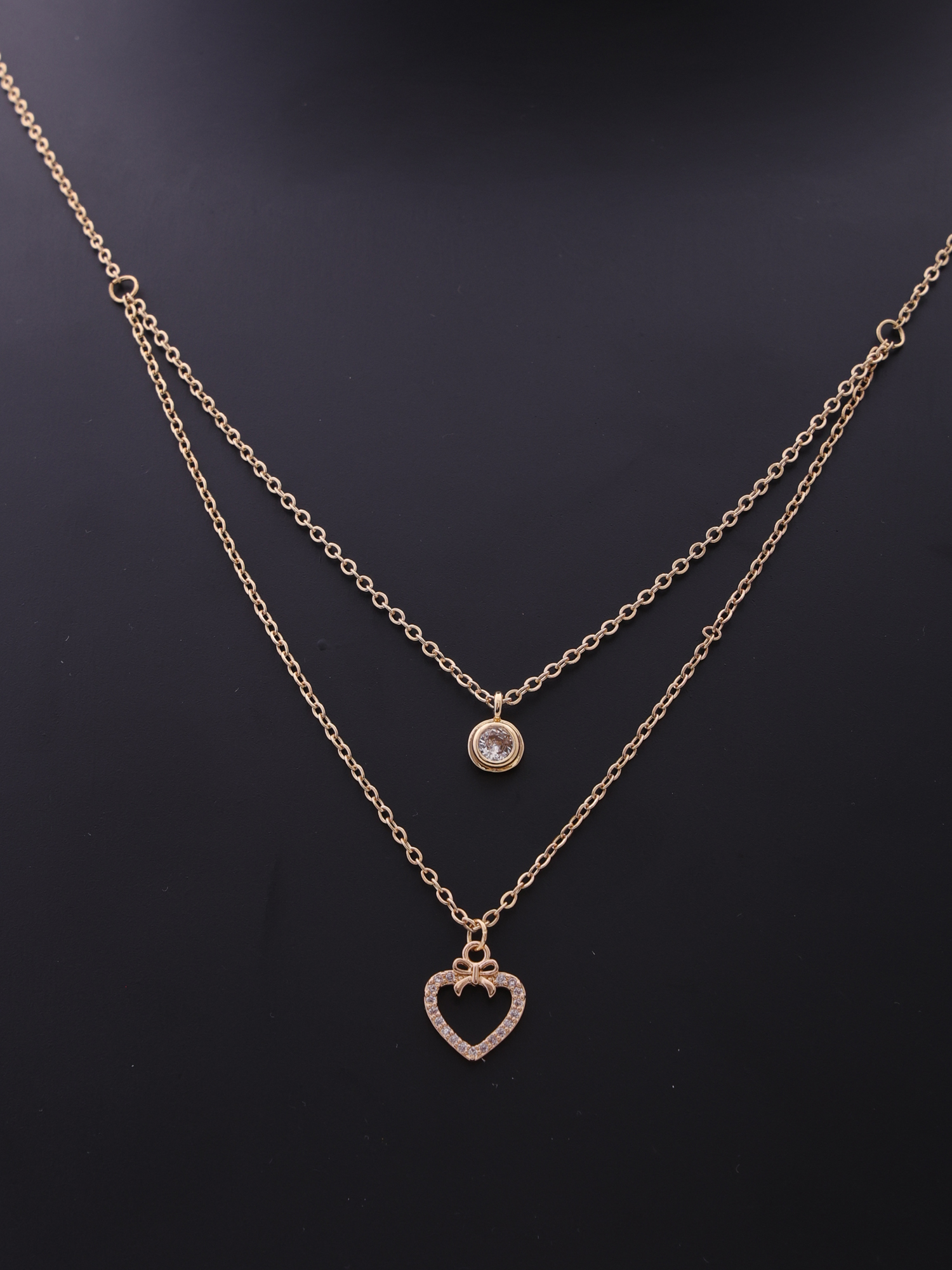 Amora Bow Heart Double-Layer Anti-Tarnish Necklace