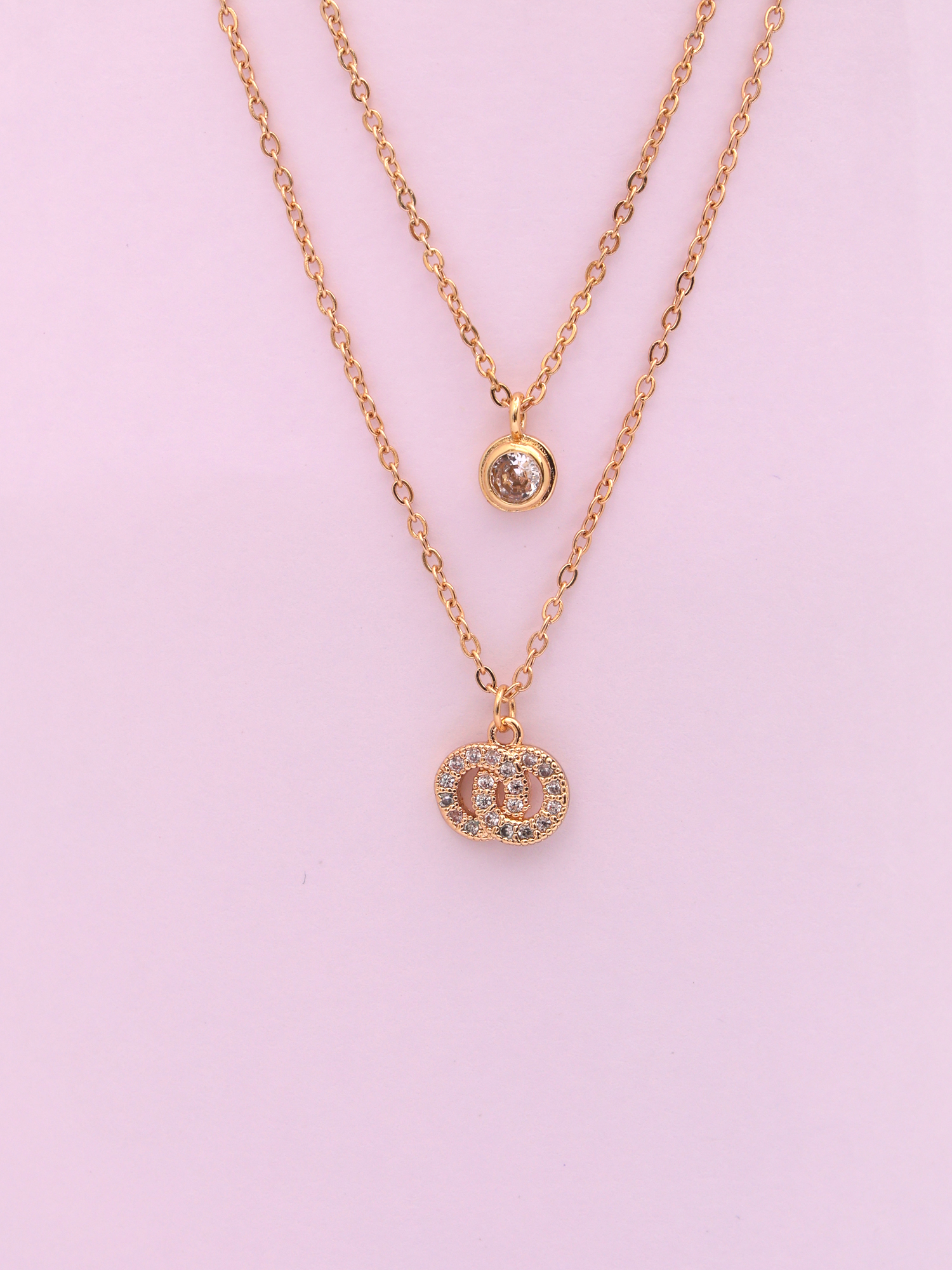 Elegant Interlock Charm Double Layer Anti-Tarnish Necklace