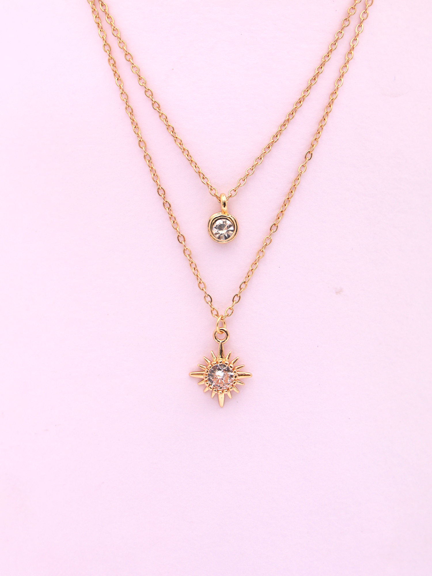 Radiant Sunburst Crystal Anti-Tarnish Layered Necklace