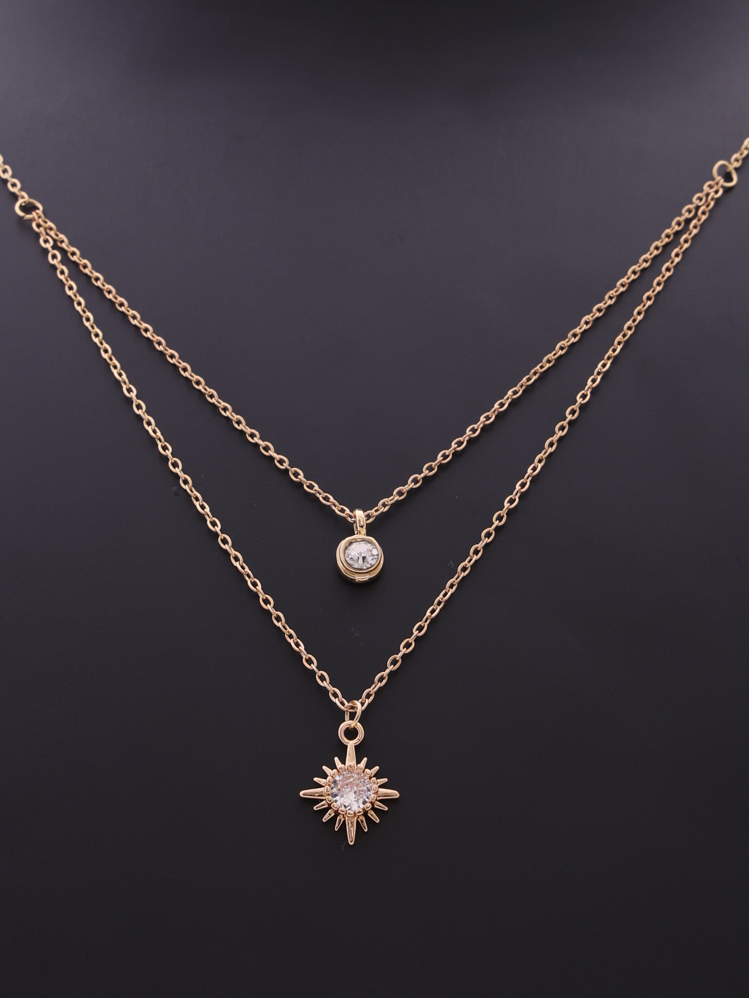 Radiant Sunburst Crystal Anti-Tarnish Layered Necklace