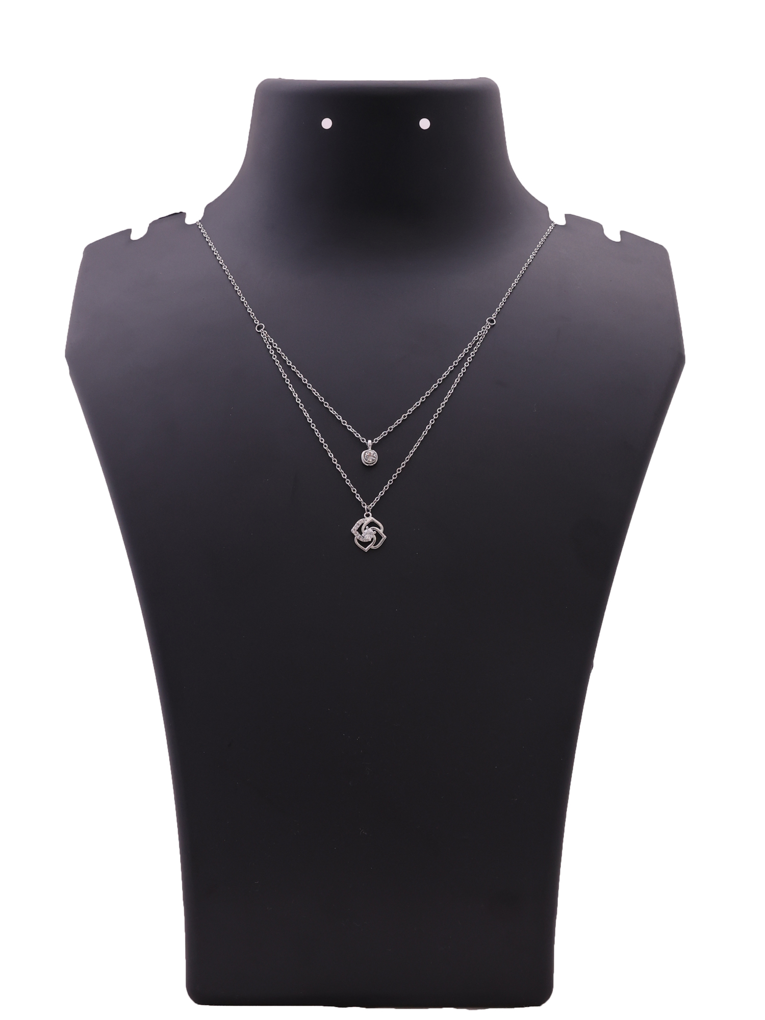 Modern Interlocking Heart Crystal Anti-Tarnish Layered Necklace