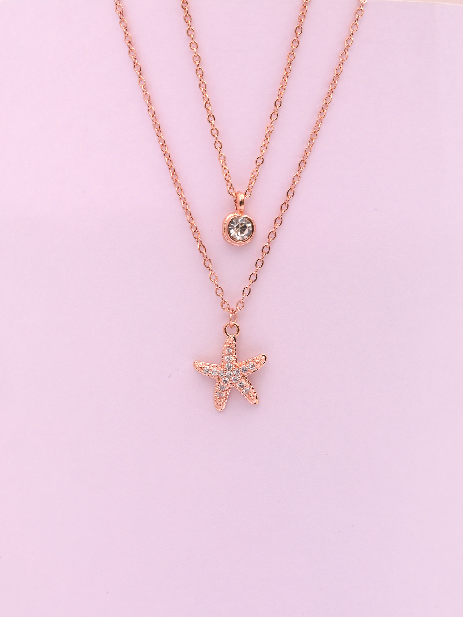 Ocean Starfish Crystal Anti-Tarnish Layered Necklace