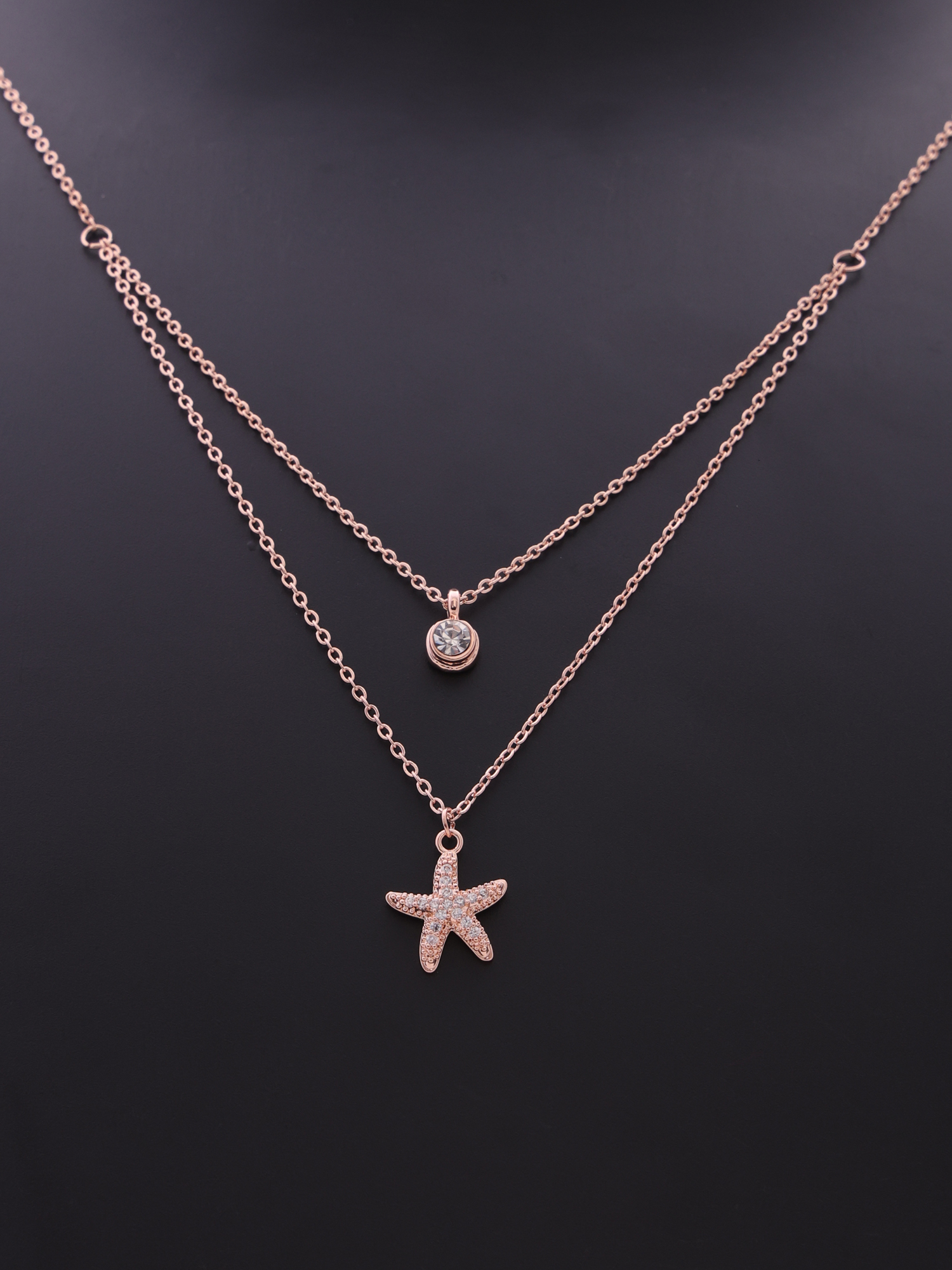 Ocean Starfish Crystal Anti-Tarnish Layered Necklace