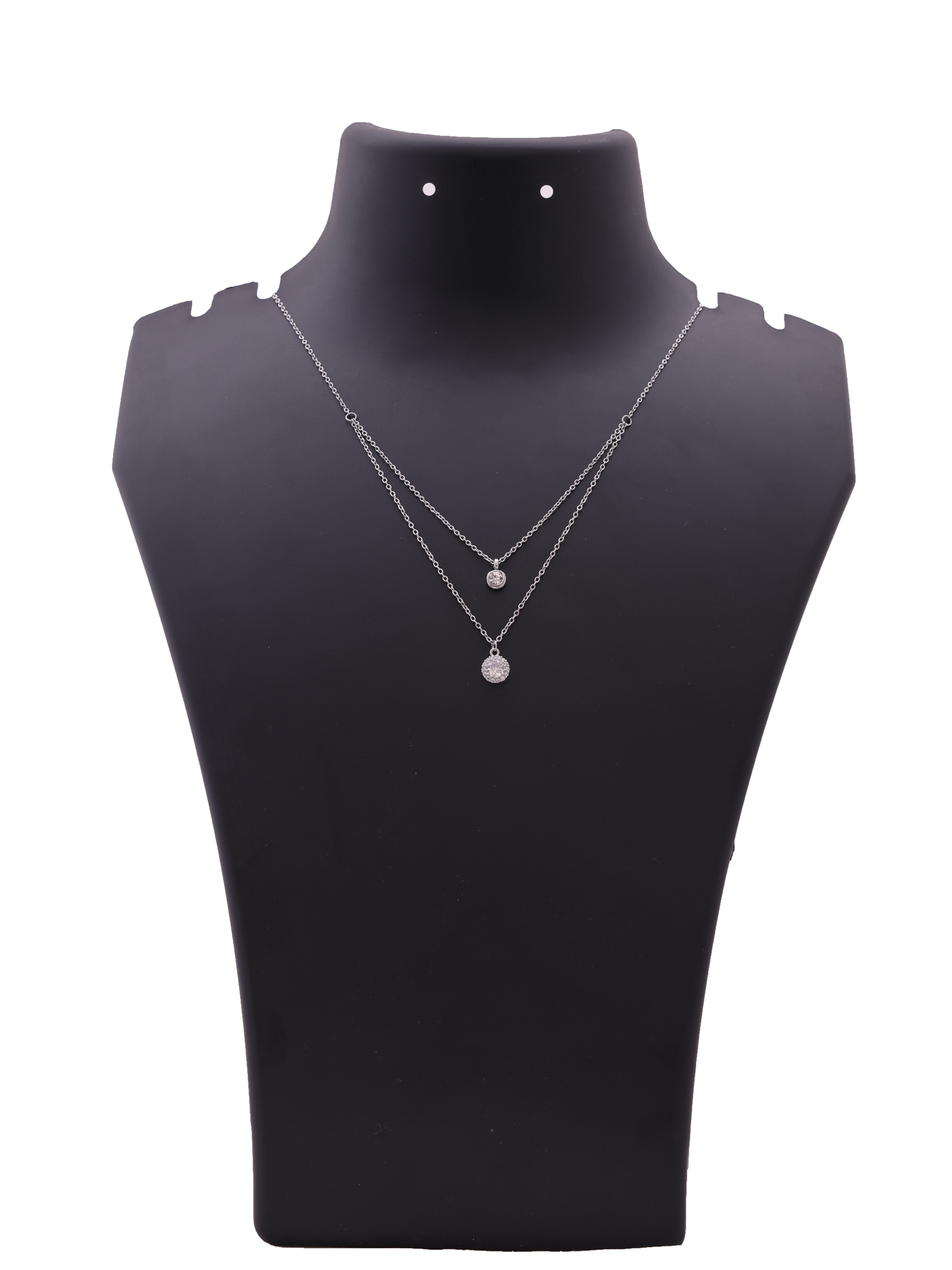 Classic Halo Crystal Anti-Tarnish Layered Necklace