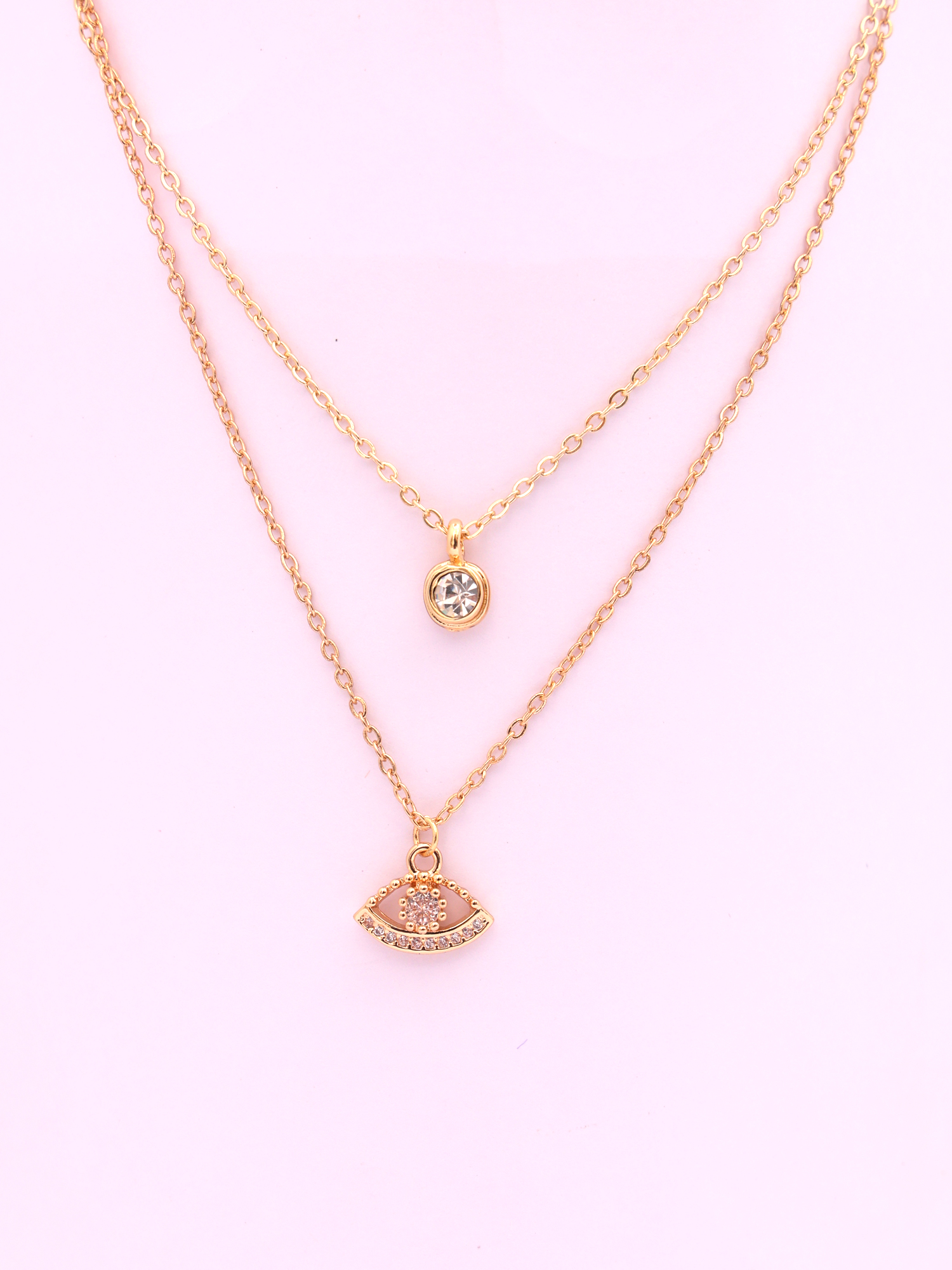 Evil Eye Crystal Charm Anti-Tarnish Layered Necklace