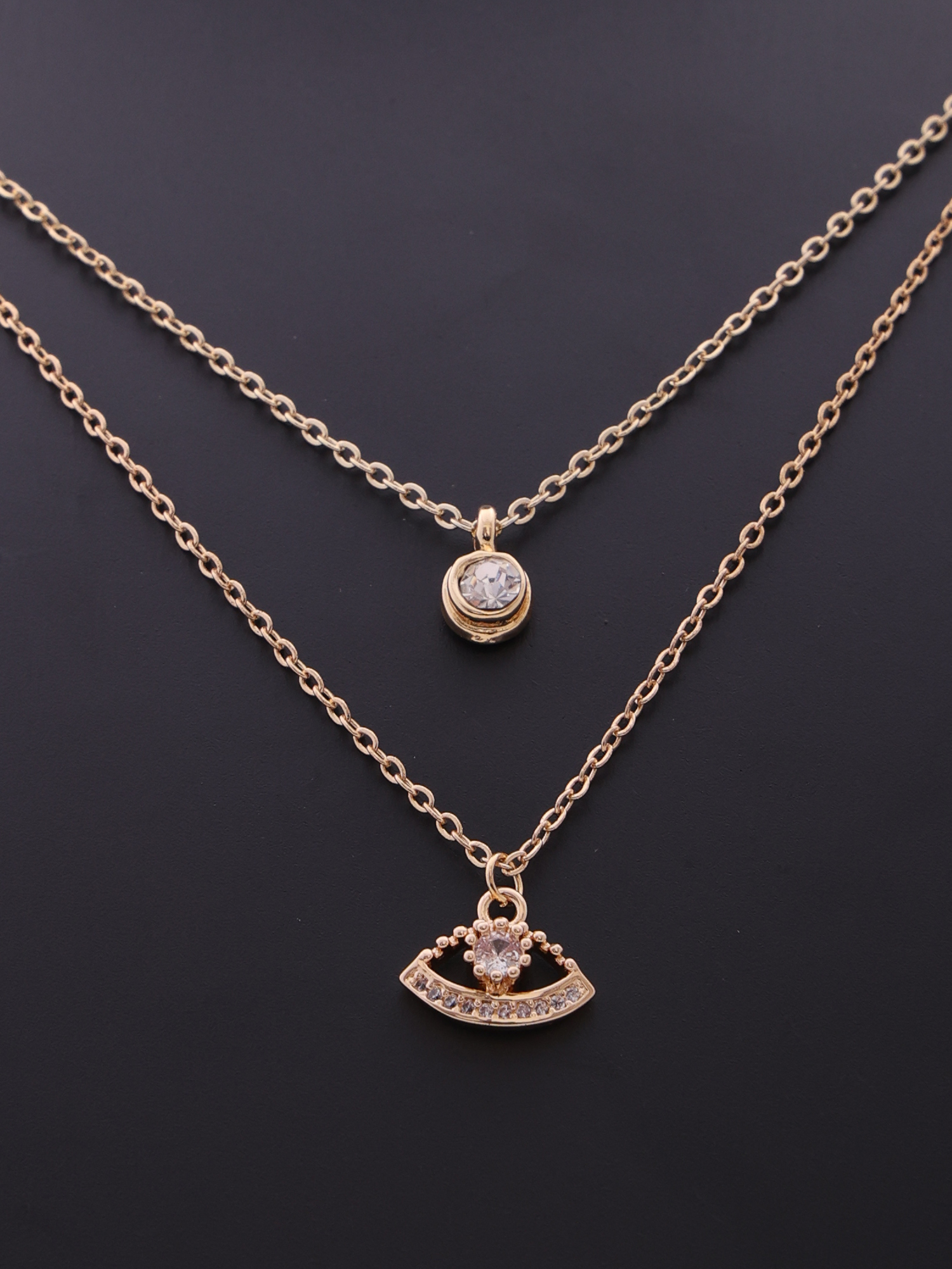 Evil Eye Crystal Charm Anti-Tarnish Layered Necklace