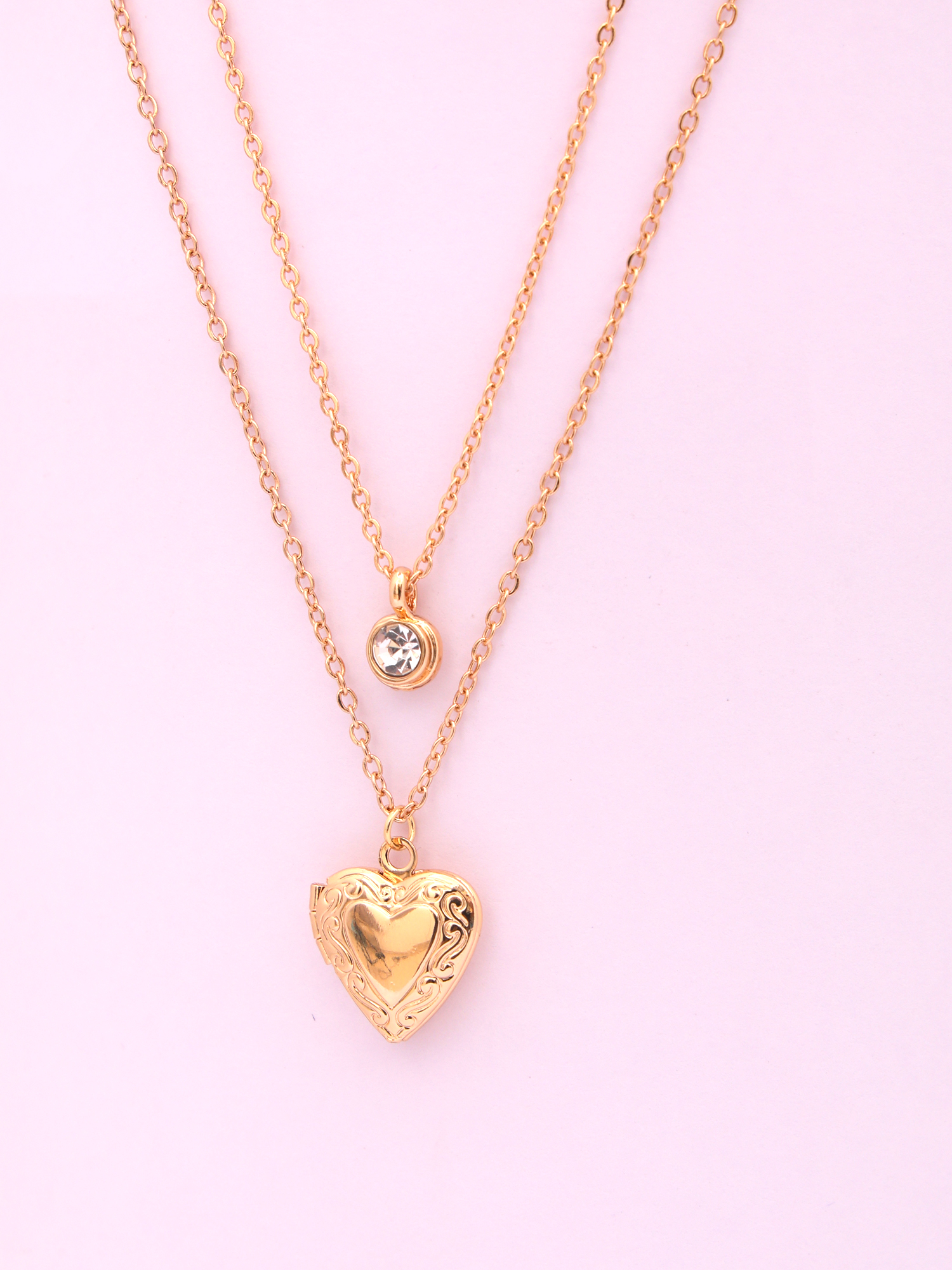 Vintage Heart Locket Anti-Tarnish Layered Necklace