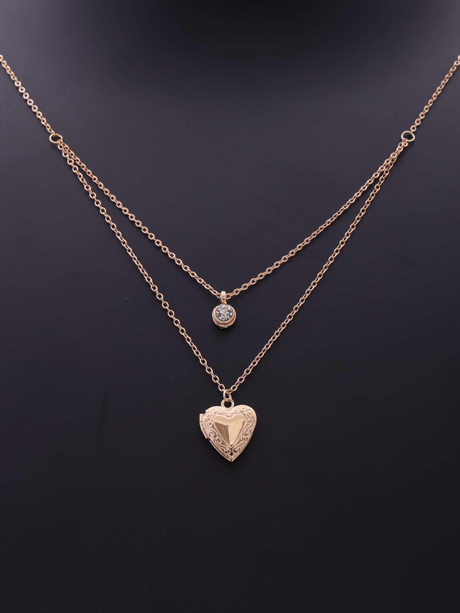 Vintage Heart Locket Anti-Tarnish Layered Necklace