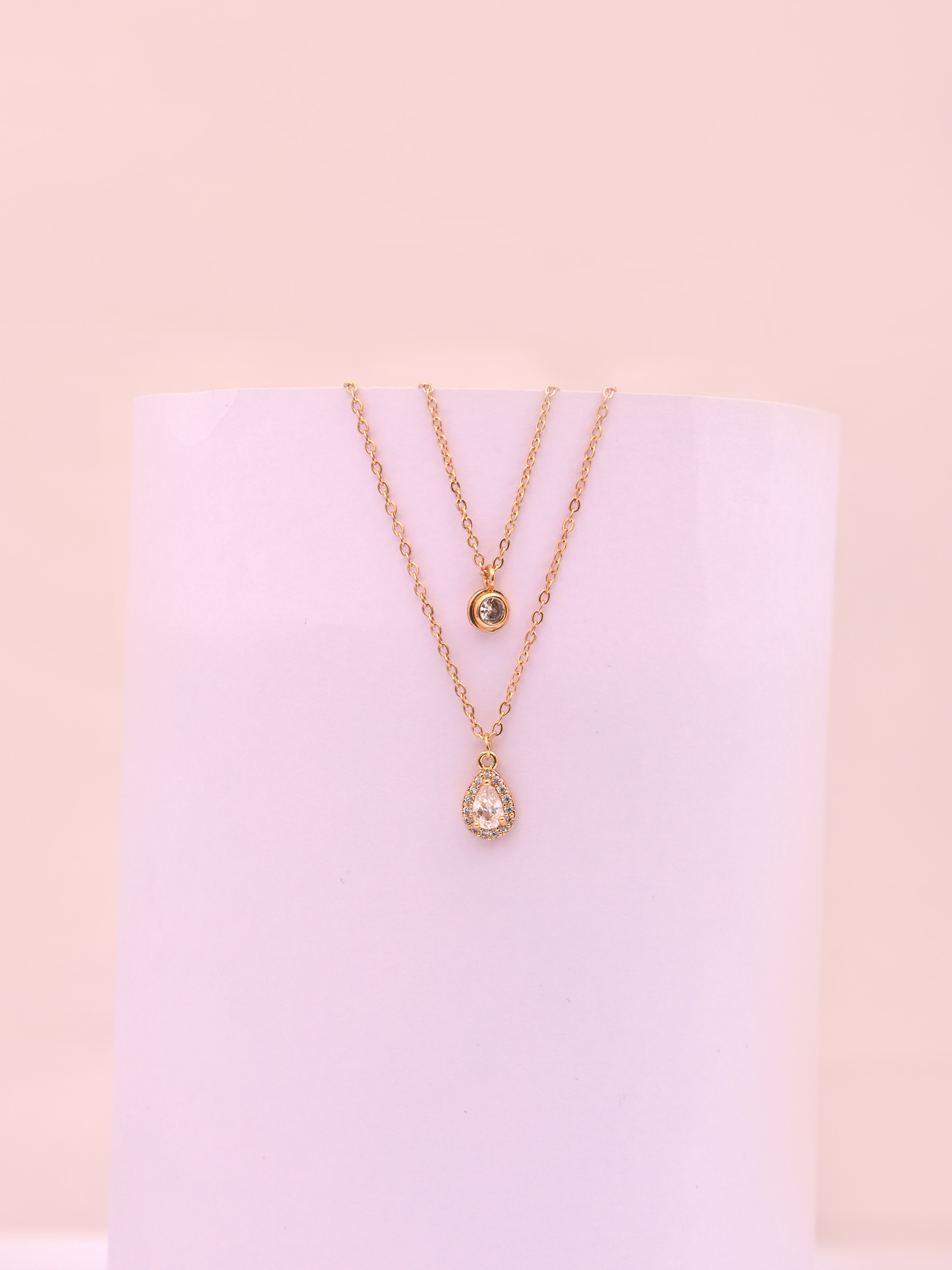 Crystal Drop Elegance Anti-Tarnish Layered Necklace