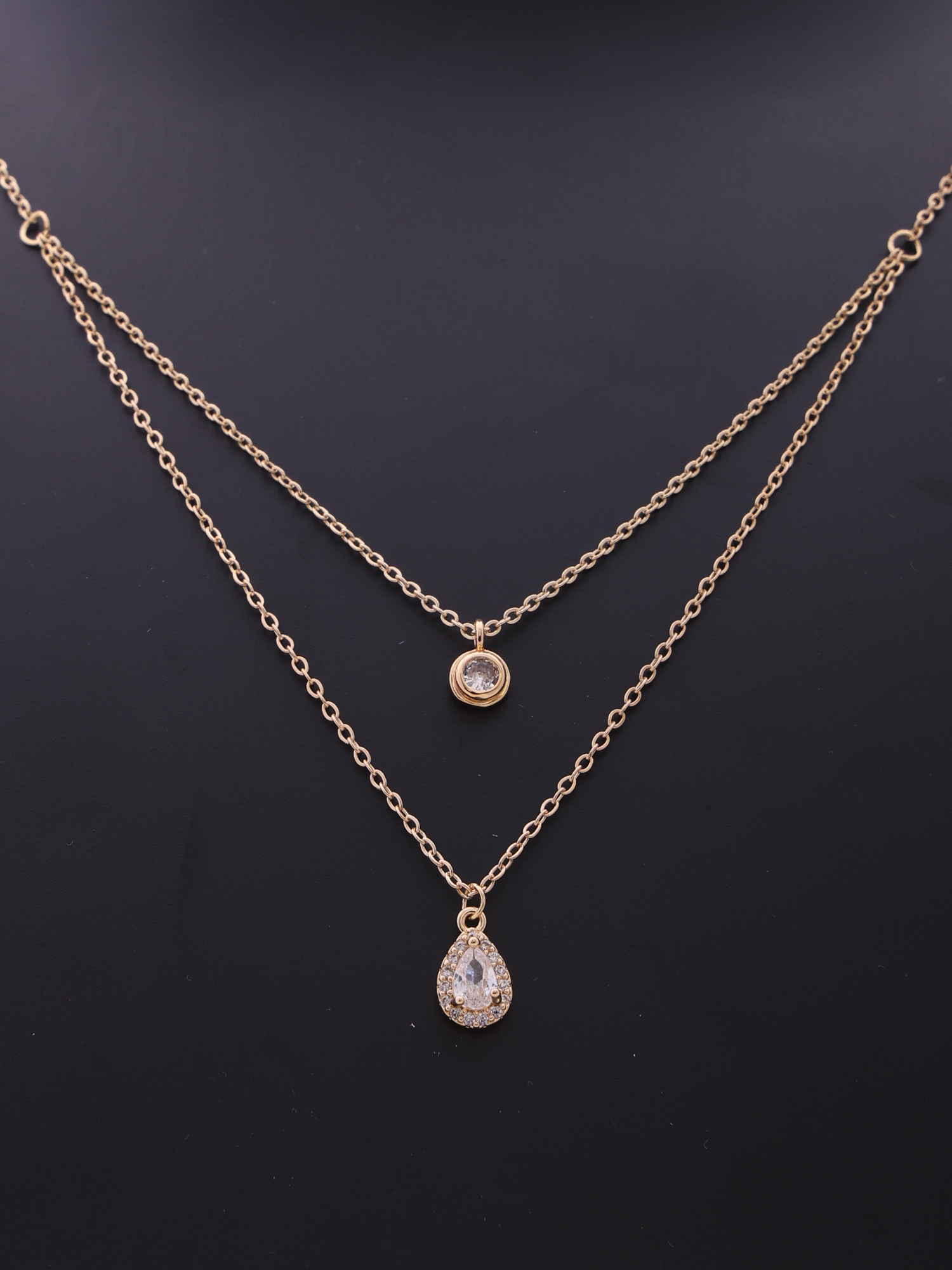 Crystal Drop Elegance Anti-Tarnish Layered Necklace