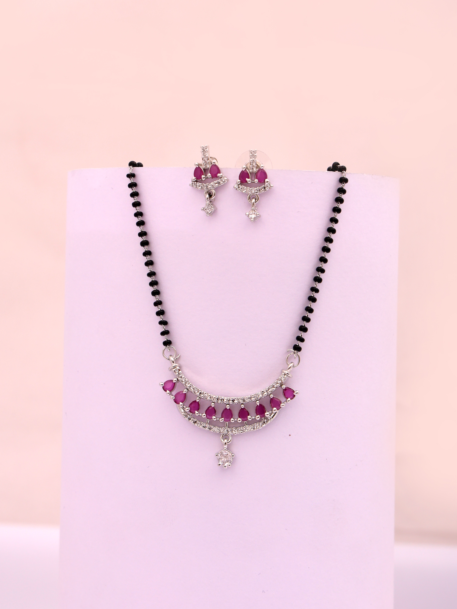 Ruby Elegance Mangalsutra Necklace Set