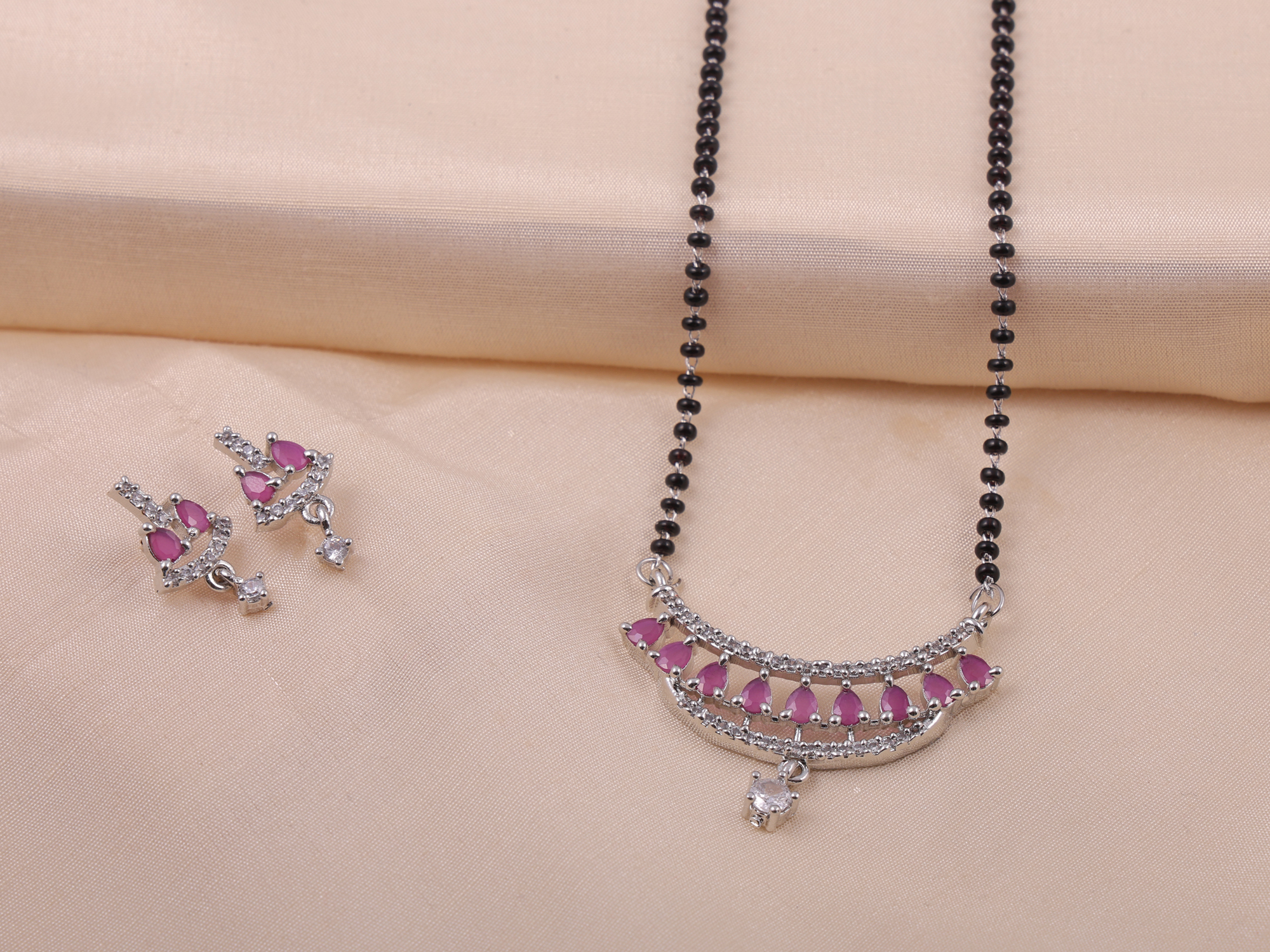 Ruby Elegance Mangalsutra Necklace Set