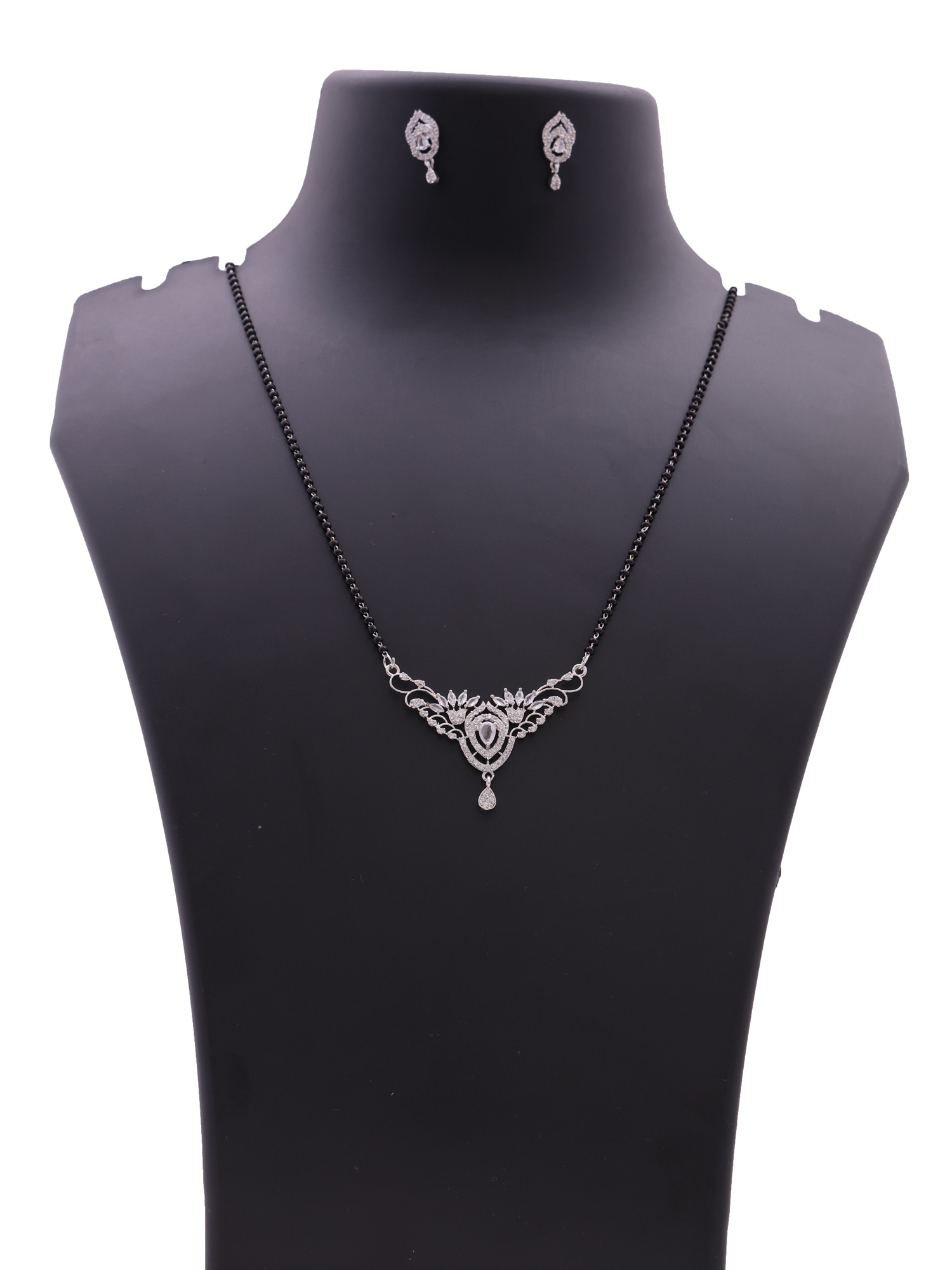 Crystal Bloom Mangalsutra Necklace Set