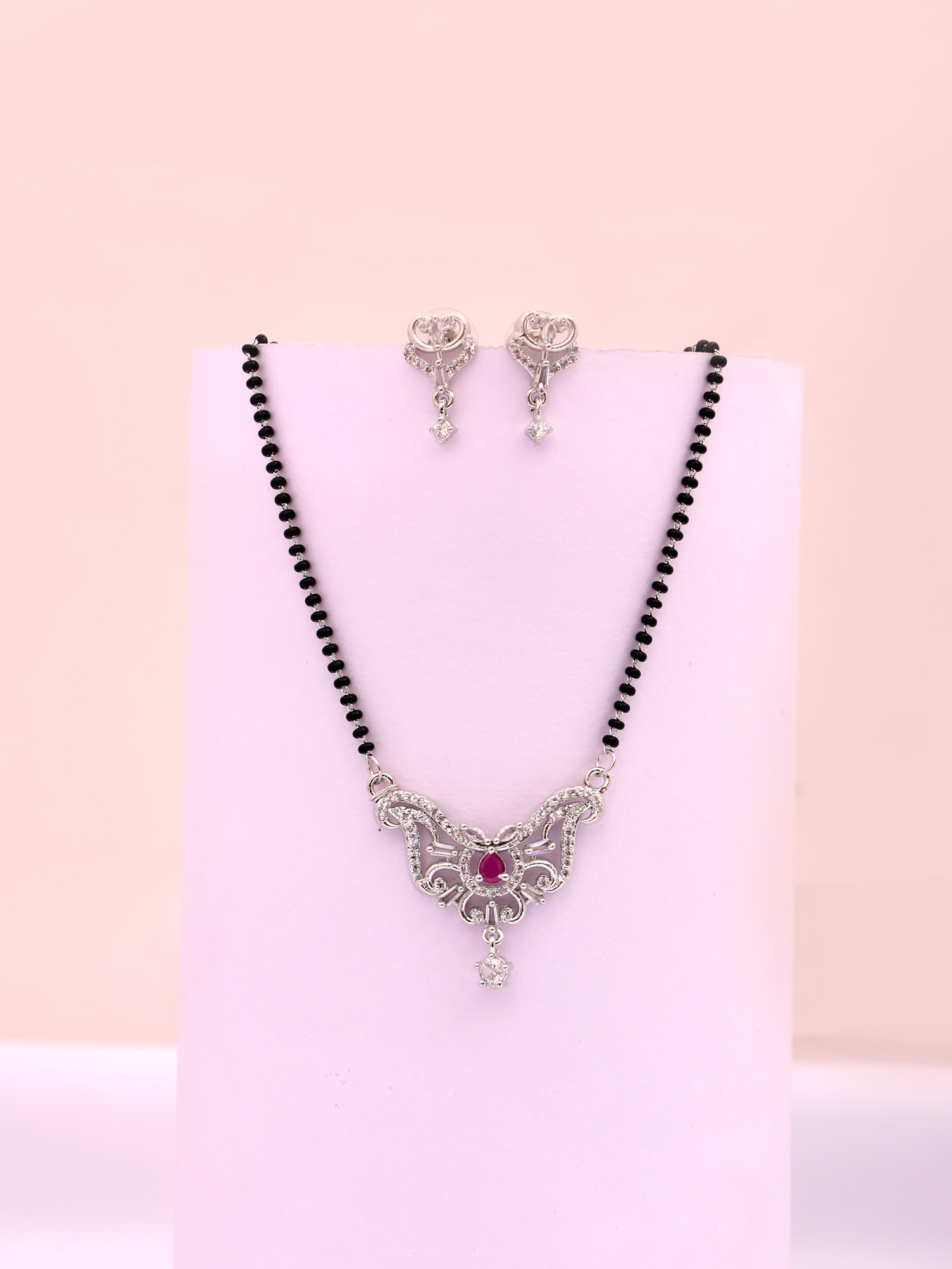 Ruby Charm Vine Mangalsutra Necklace Set