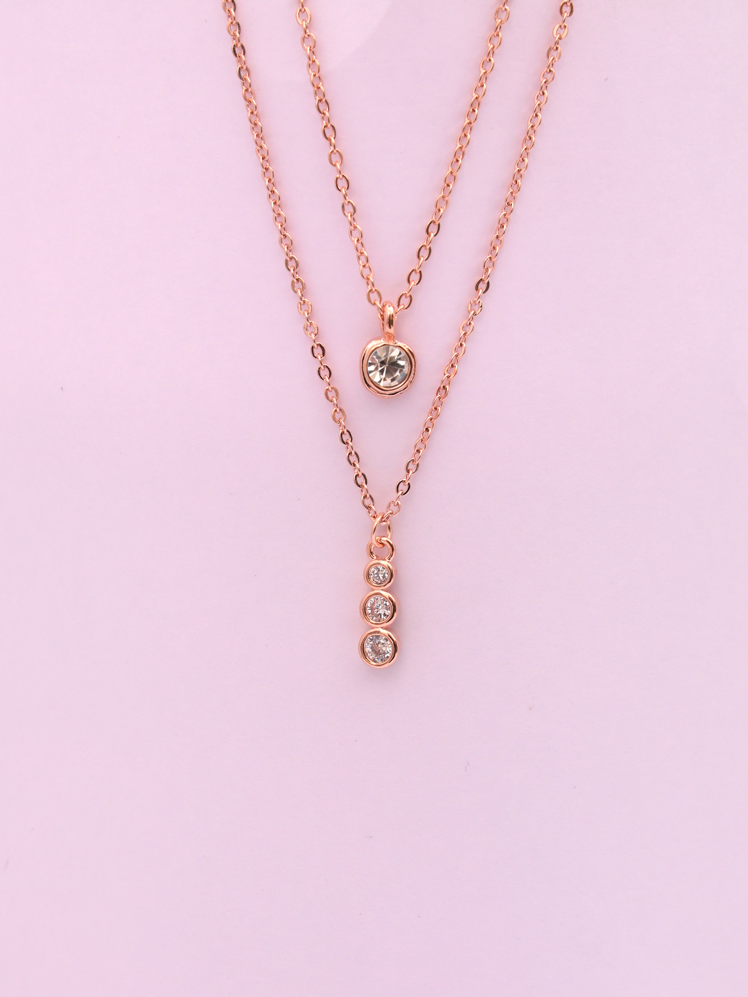Gold Layered Drop Pendant Necklace