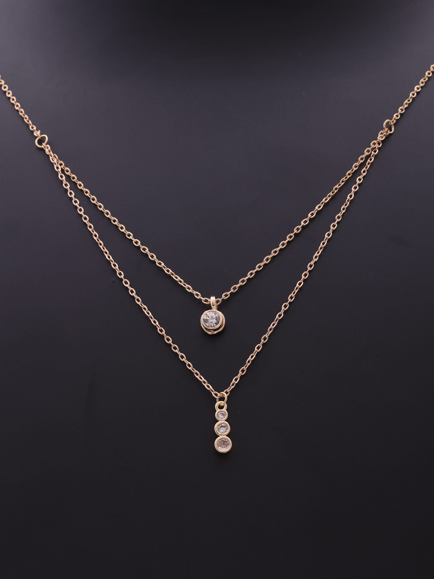 Gold Layered Drop Pendant Necklace